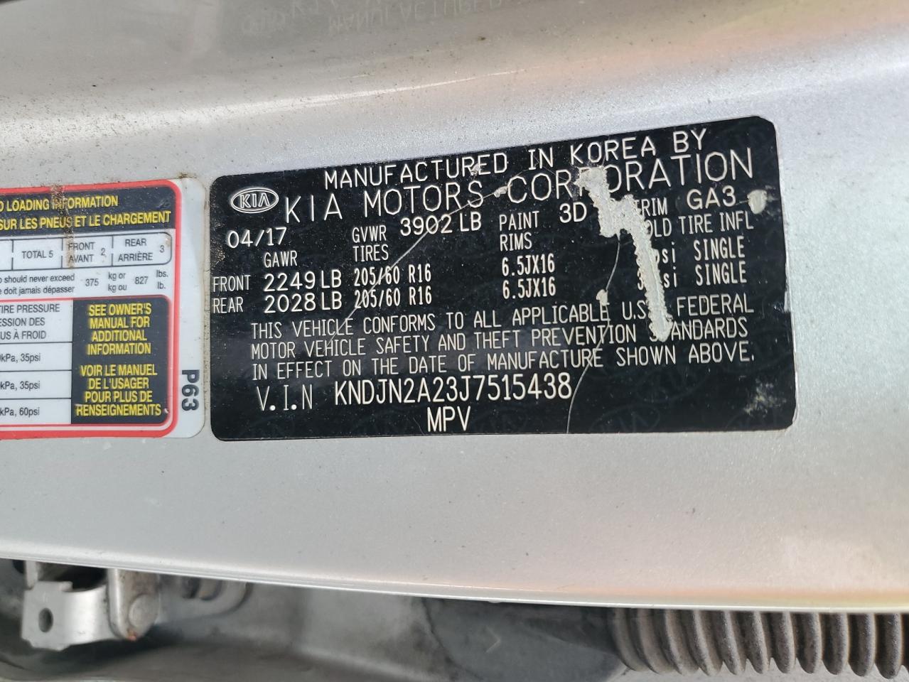 2018 Kia Soul VIN: KNDJN2A23J7515438 Lot: 64443024