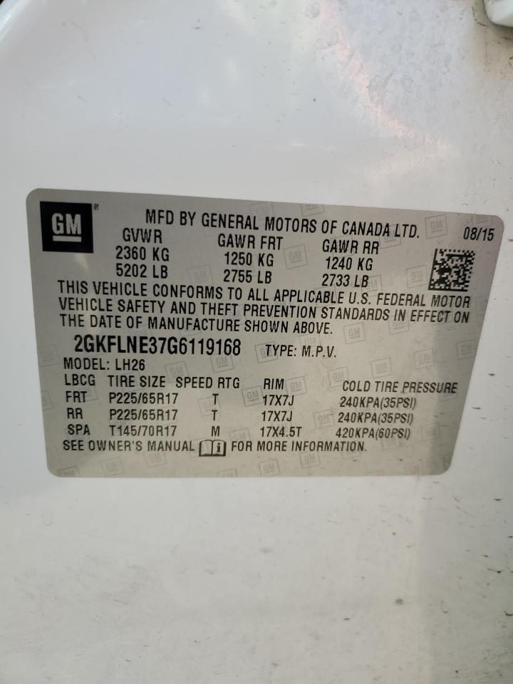 2016 GMC Terrain Sle VIN: 2GKFLNE37G6119168 Lot: 62445914