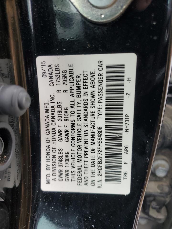 2HGFB2F72FH564808 2015 Honda Civic Se