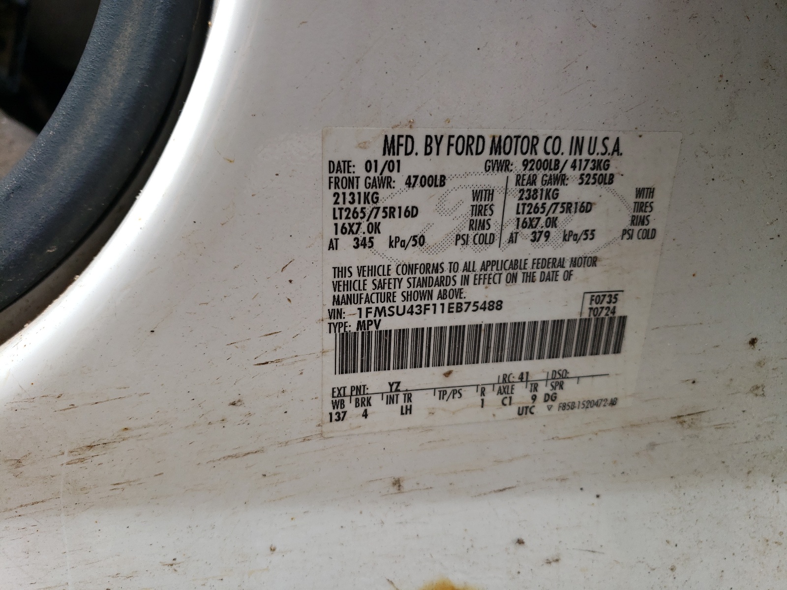 1FMSU43F11EB75488 2001 Ford Excursion Limited