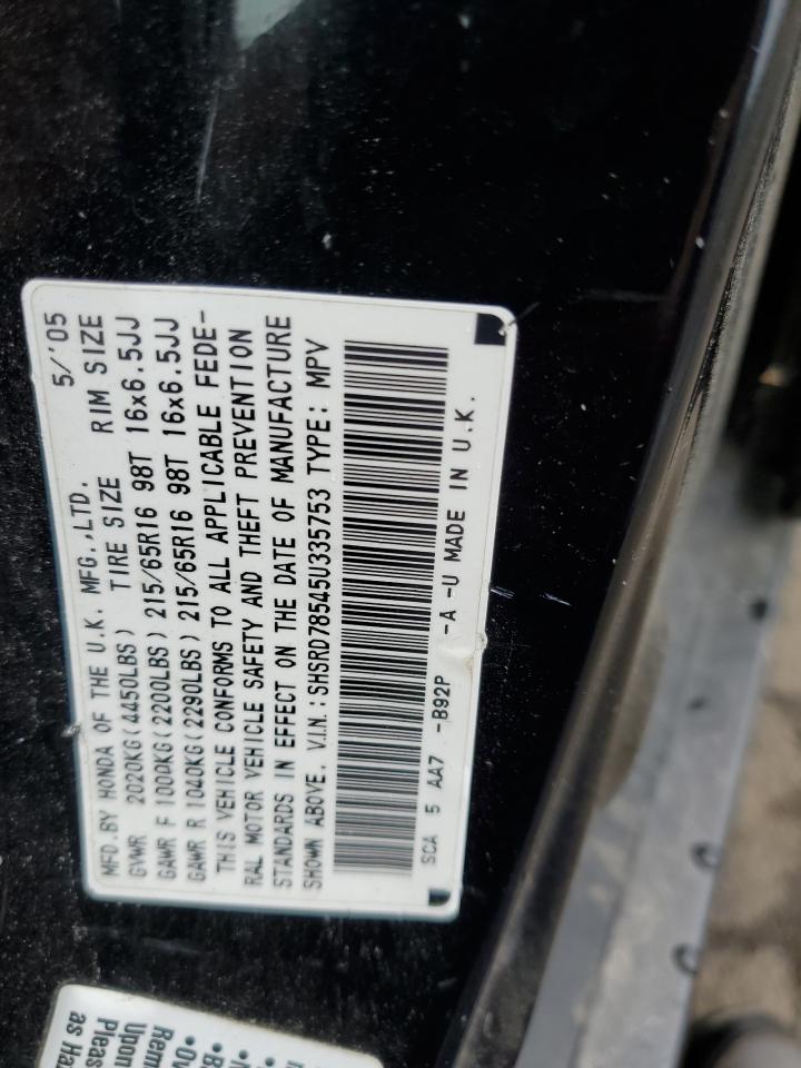 2005 Honda Cr-V Lx VIN: SHSRD78545U335753 Lot: 64173284