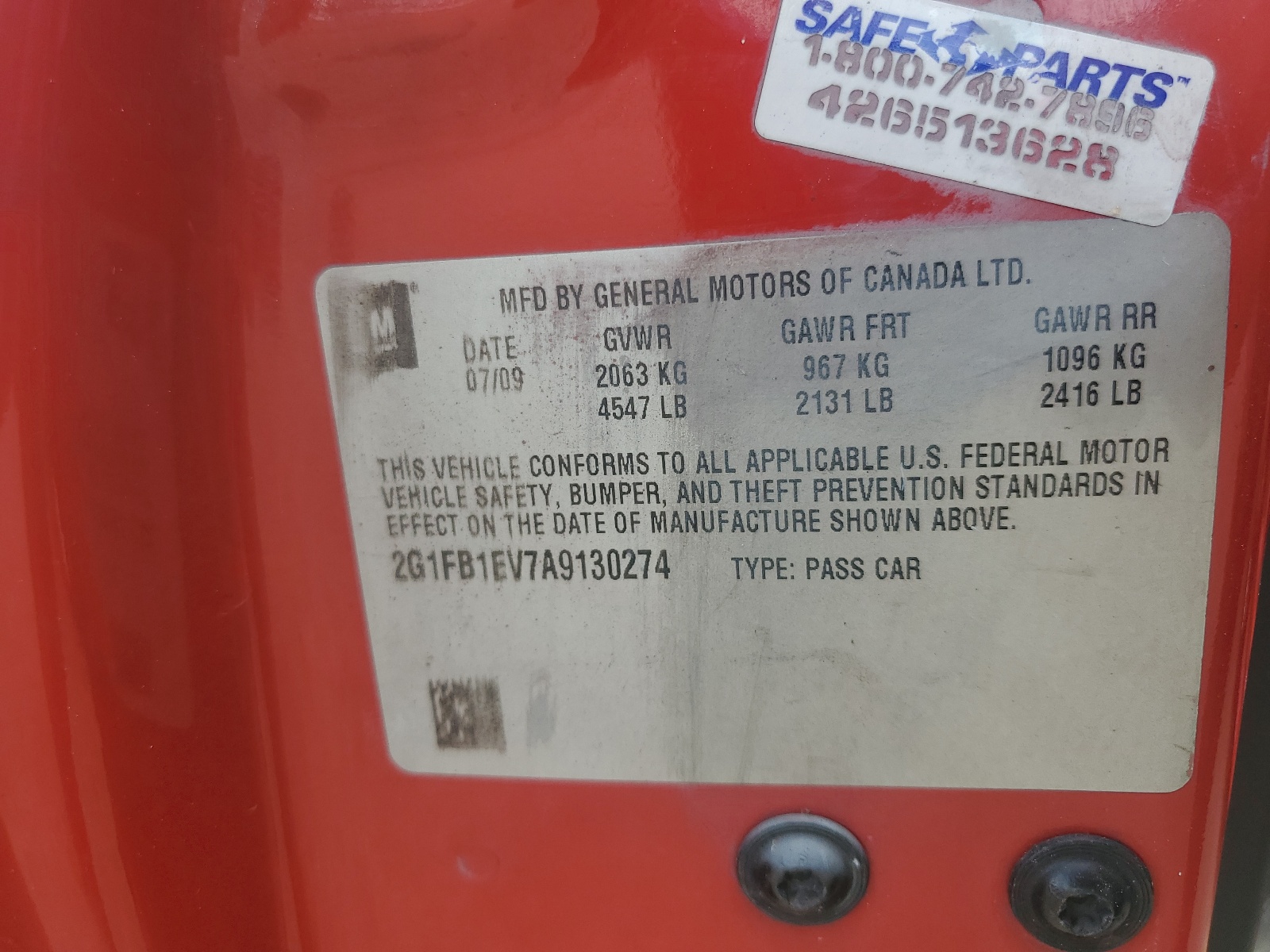 2G1FB1EV7A9130274 2010 Chevrolet Camaro Lt