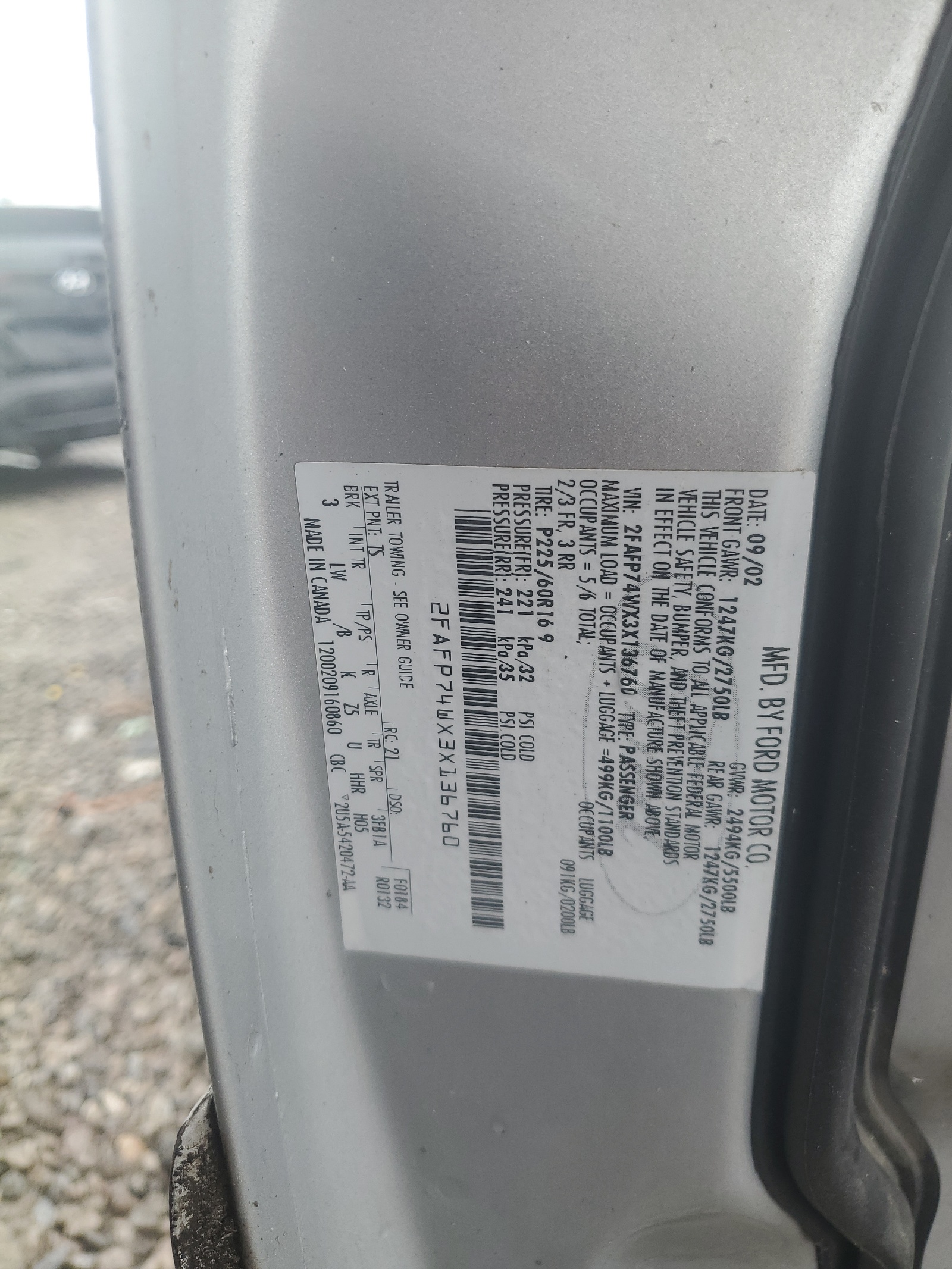 2FAFP74WX3X136760 2003 Ford Crown Victoria Lx