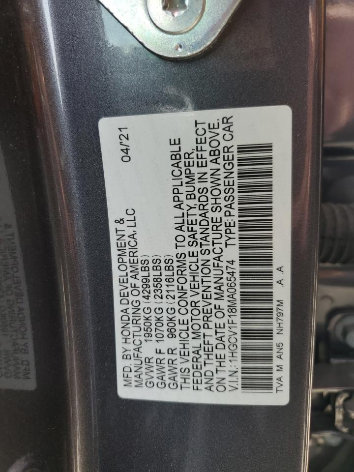 1HGCV1F18MA065474 2021 Honda Accord Lx