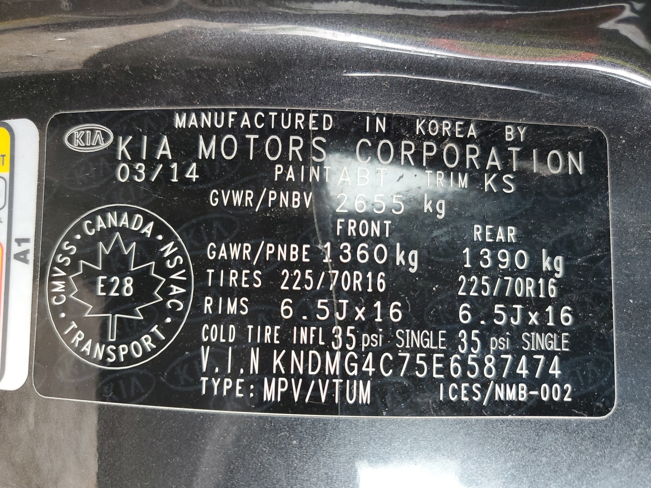 KNDMG4C75E6587474 2014 Kia Sedona Lx