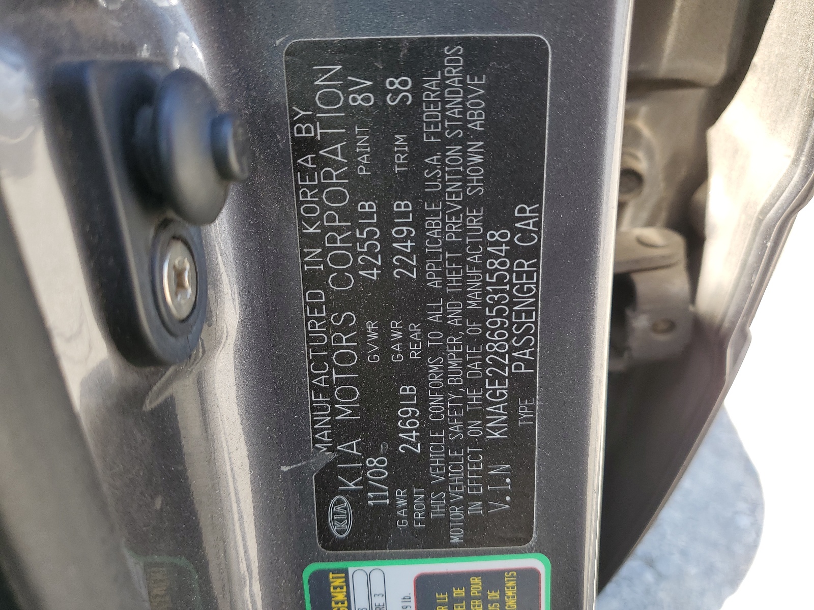 KNAGE228695315848 2009 Kia Optima Lx