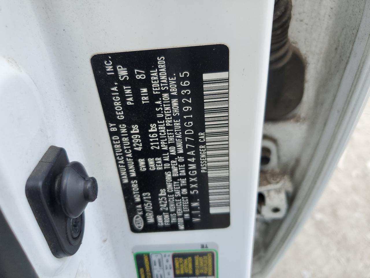 2013 Kia Optima Lx VIN: 5XXGM4A77DG192365 Lot: 61949264