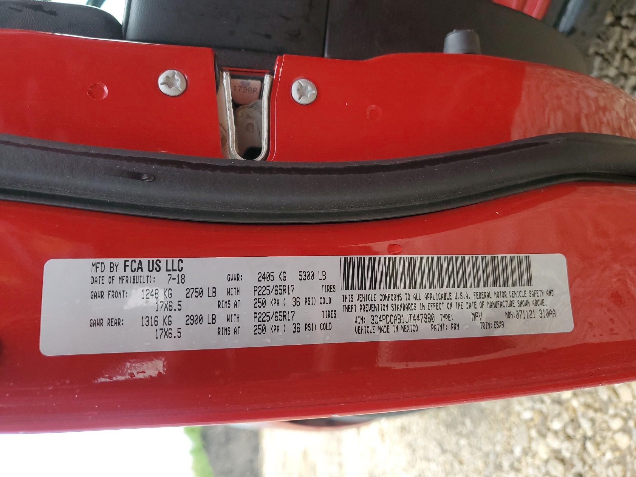 3C4PDCAB1JT447980 2018 Dodge Journey Se