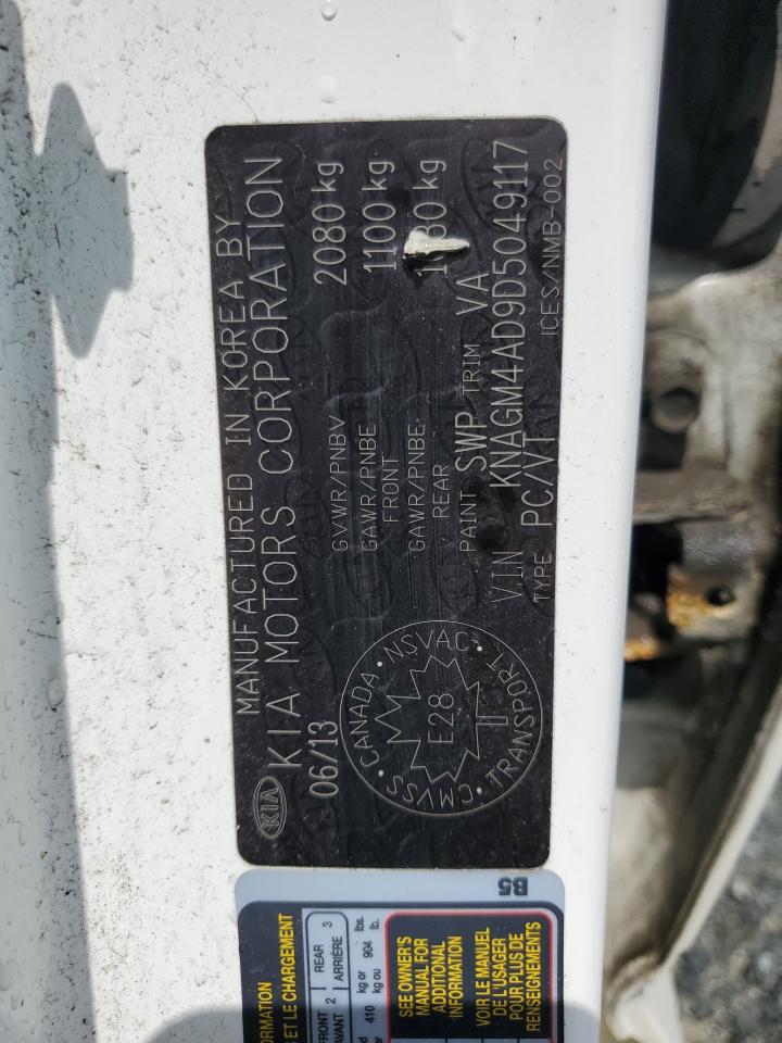 2013 Kia Optima Hybrid VIN: KNAGM4AD9D5049117 Lot: 62385254