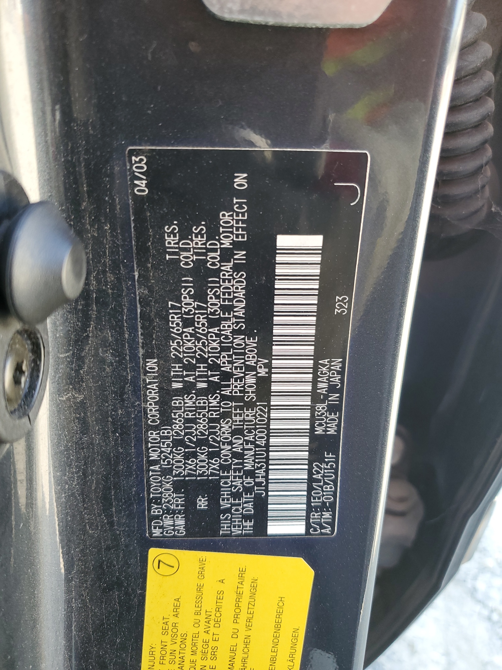 JTJHA31U140010221 2004 Lexus Rx 330