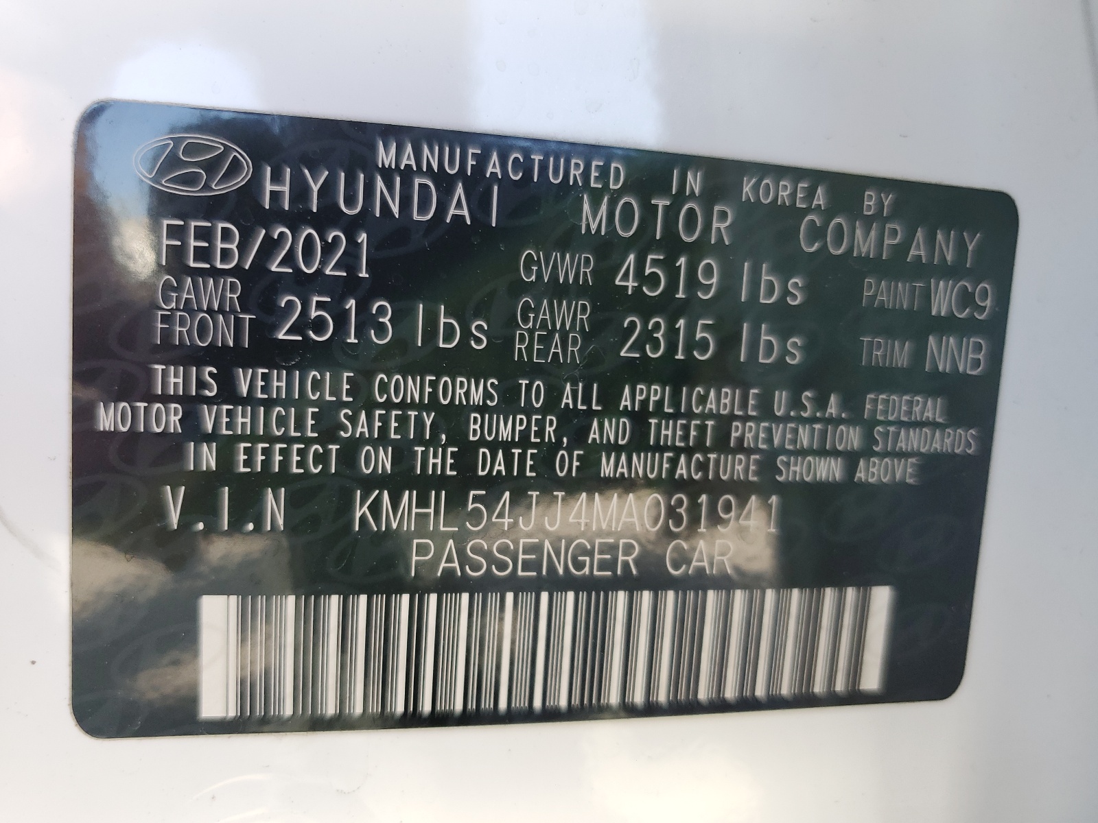 KMHL54JJ4MA031941 2021 Hyundai Sonata Hybrid
