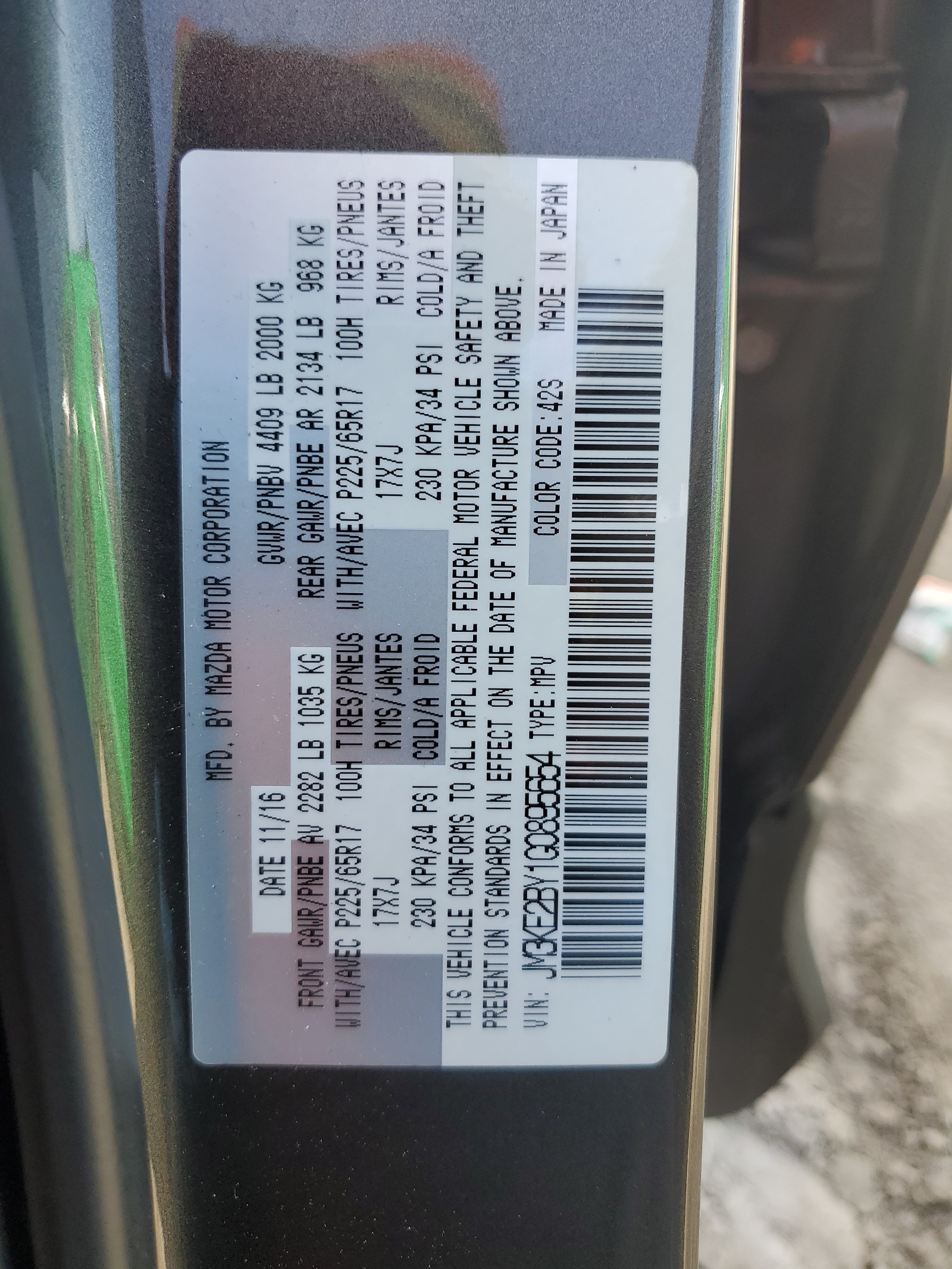 JM3KE2BY1G0895654 2016 Mazda Cx-5 Sport