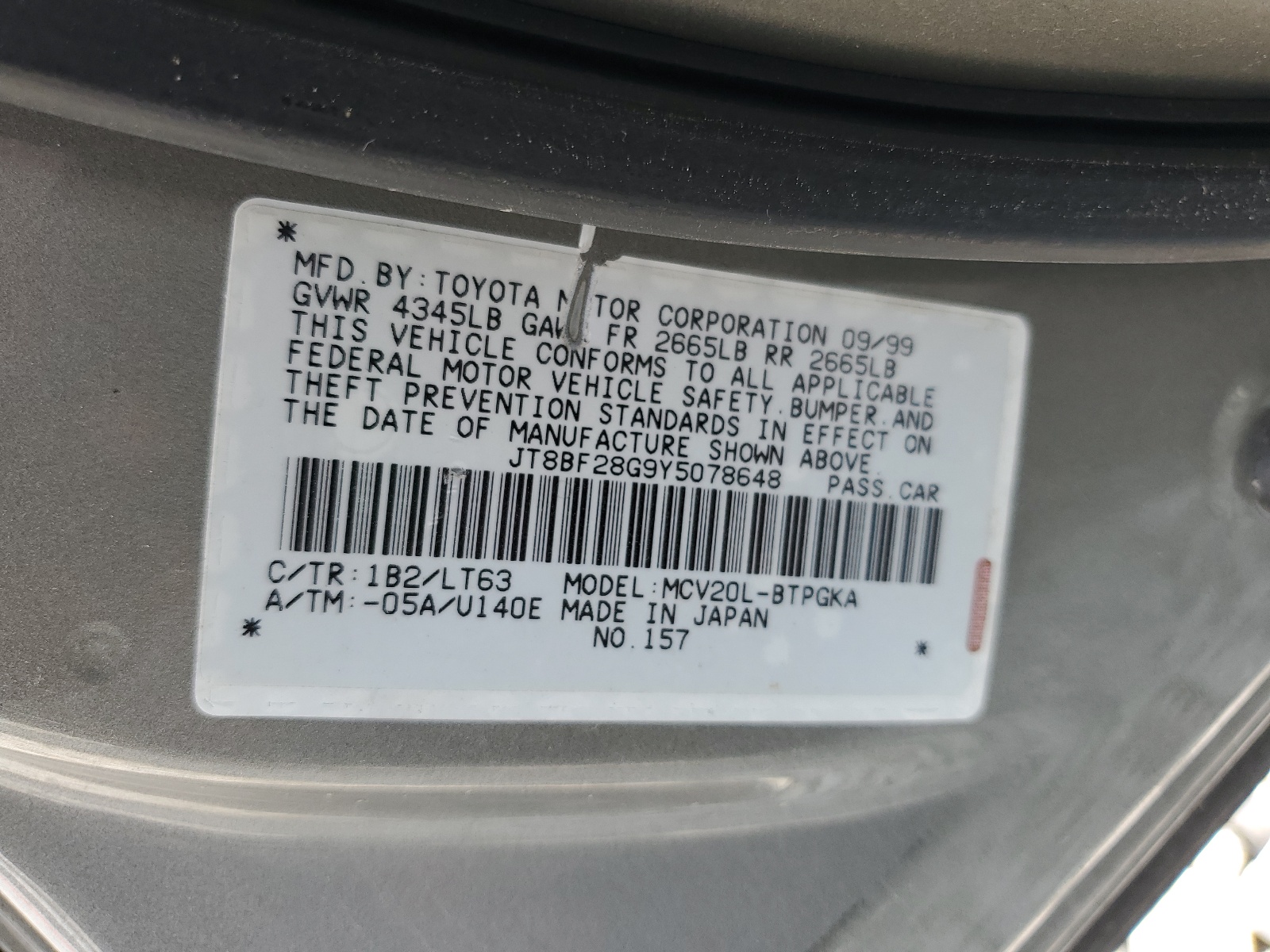 JT8BF28G9Y5078648 2000 Lexus Es 300