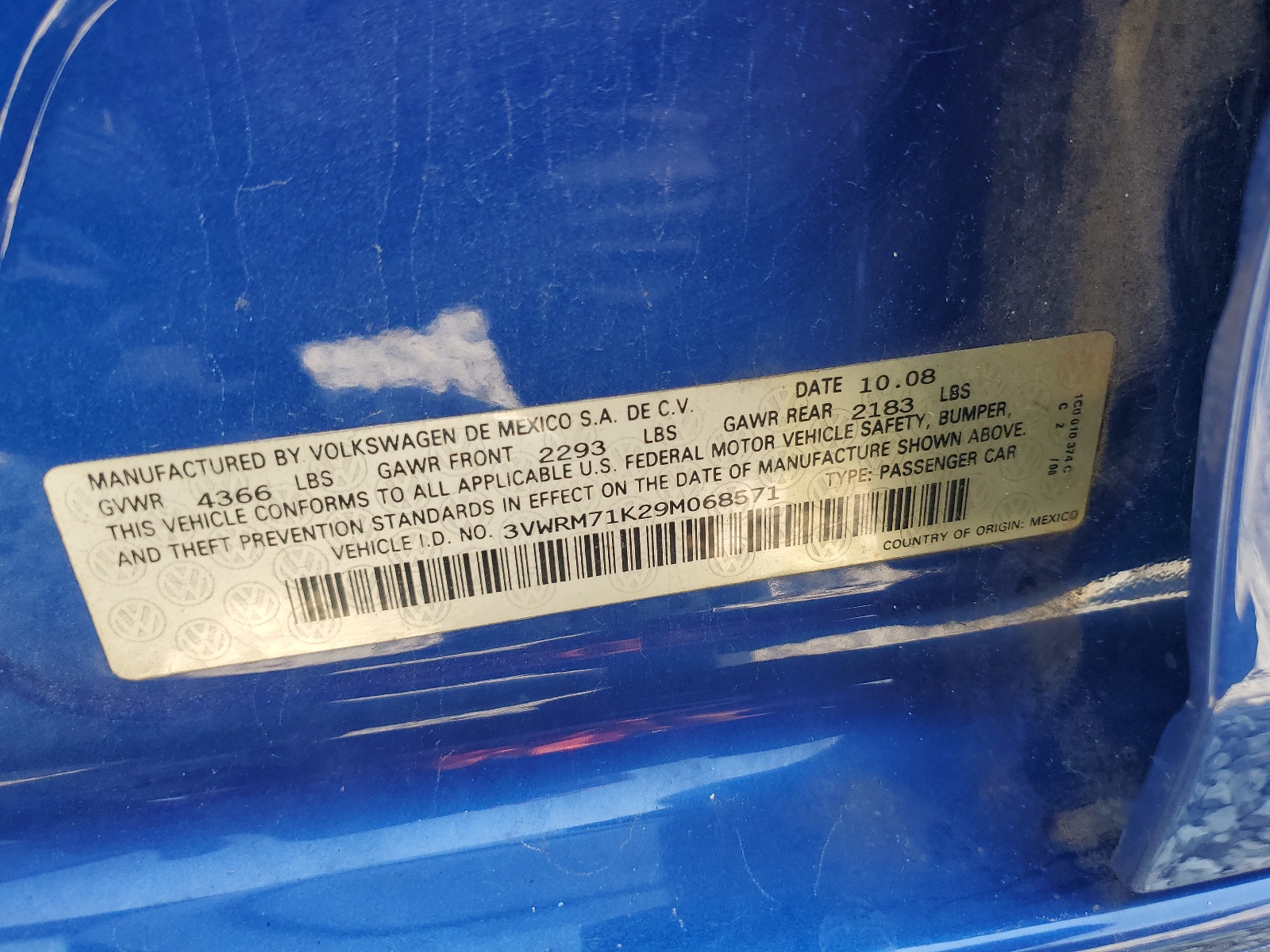 3VWRM71K29M068571 2009 Volkswagen Jetta Se