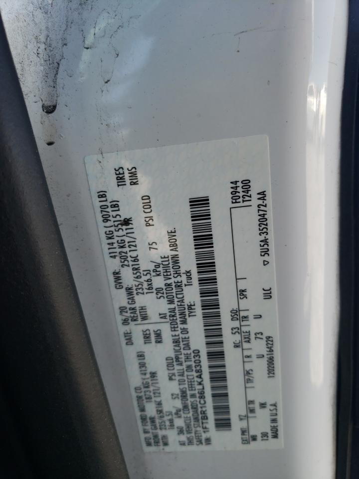 2020 Ford Transit T-250 VIN: 1FTBR1C86LKA83030 Lot: 61913894