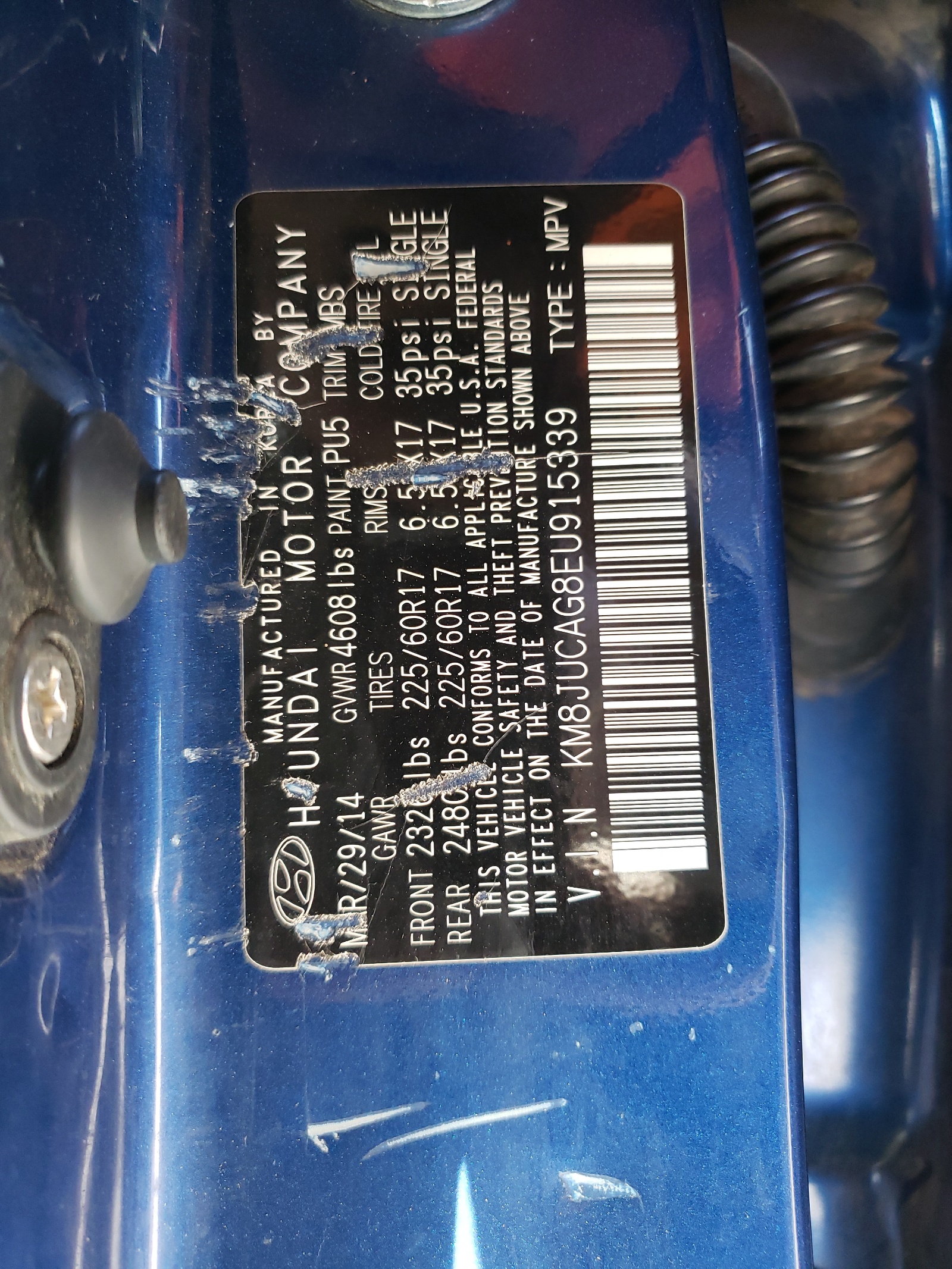 KM8JUCAG8EU915339 2014 Hyundai Tucson Gls