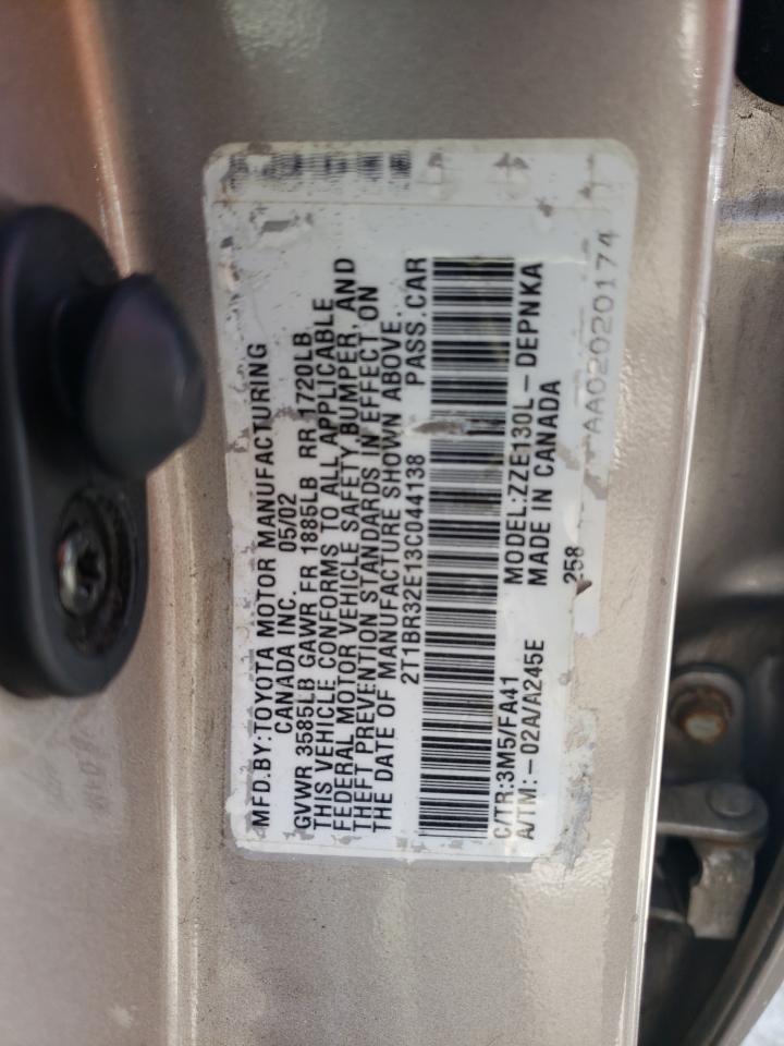 2003 Toyota Corolla Ce VIN: 2T1BR32E13C044138 Lot: 63845274