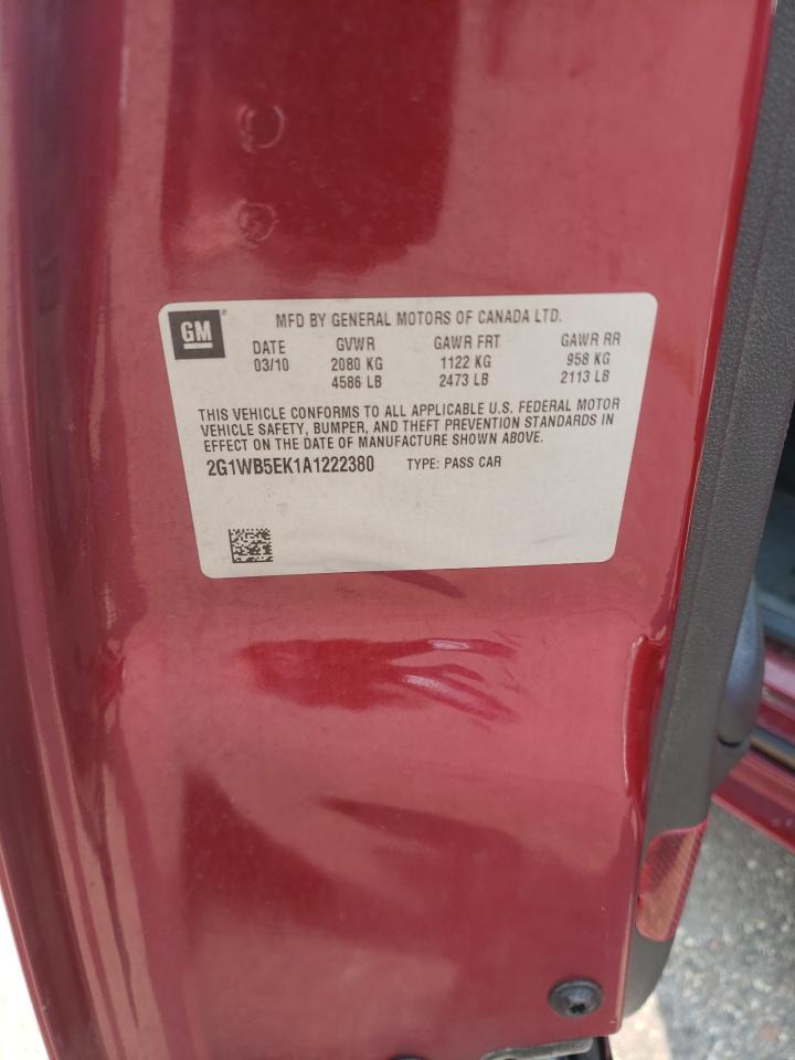 2010 Chevrolet Impala Lt VIN: 2G1WB5EK1A1222380 Lot: 65153204