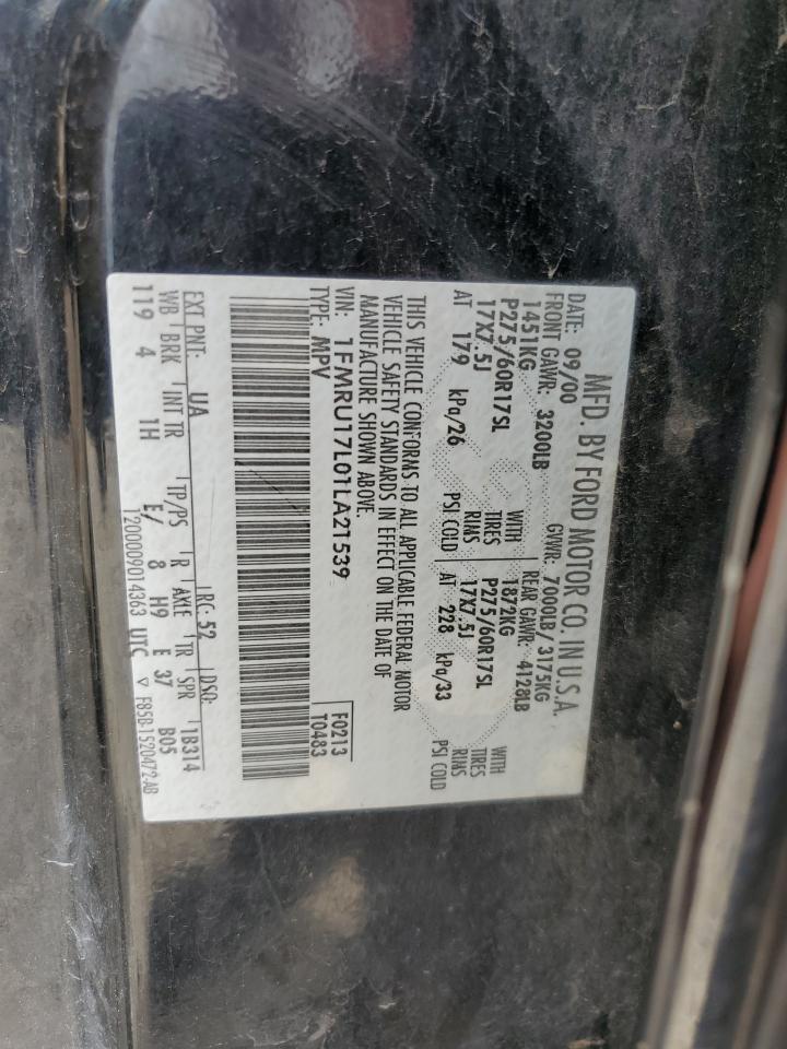 2001 Ford Expedition Eddie Bauer VIN: 1FMRU17L01LA21539 Lot: 73148454