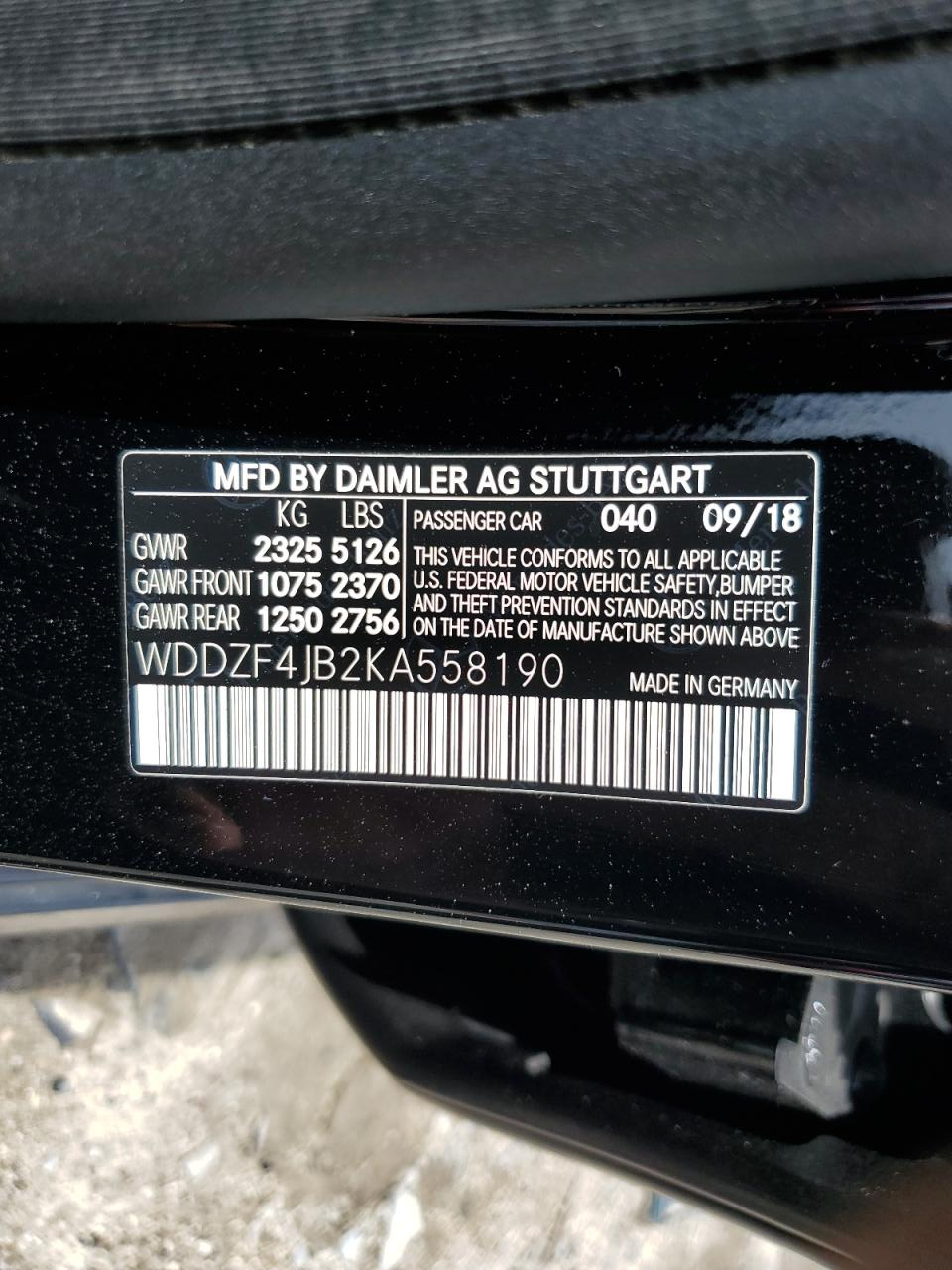 WDDZF4JB2KA558190 2019 Mercedes-Benz E 300