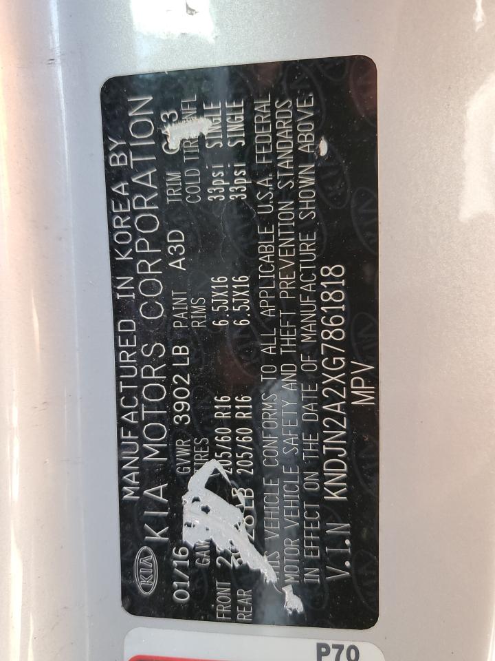 2016 Kia Soul VIN: KNDJN2A2XG7861818 Lot: 62080874