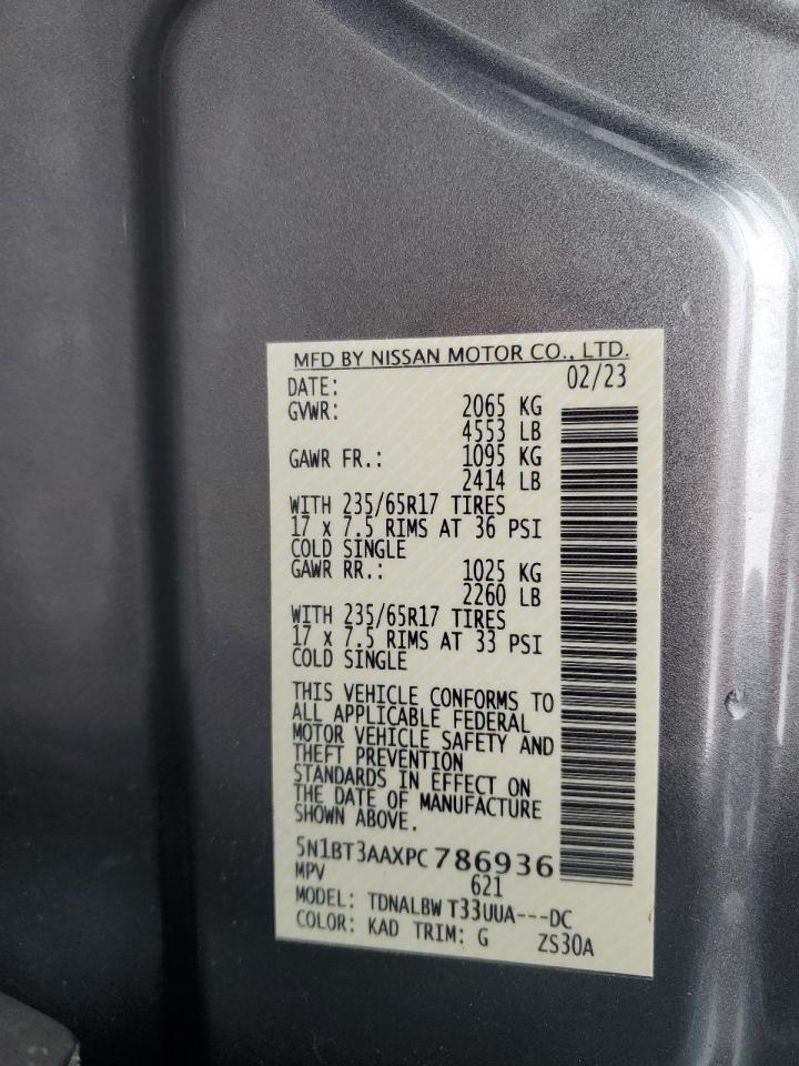 2023 Nissan Rogue S VIN: 5N1BT3AAXPC786936 Lot: 65170864