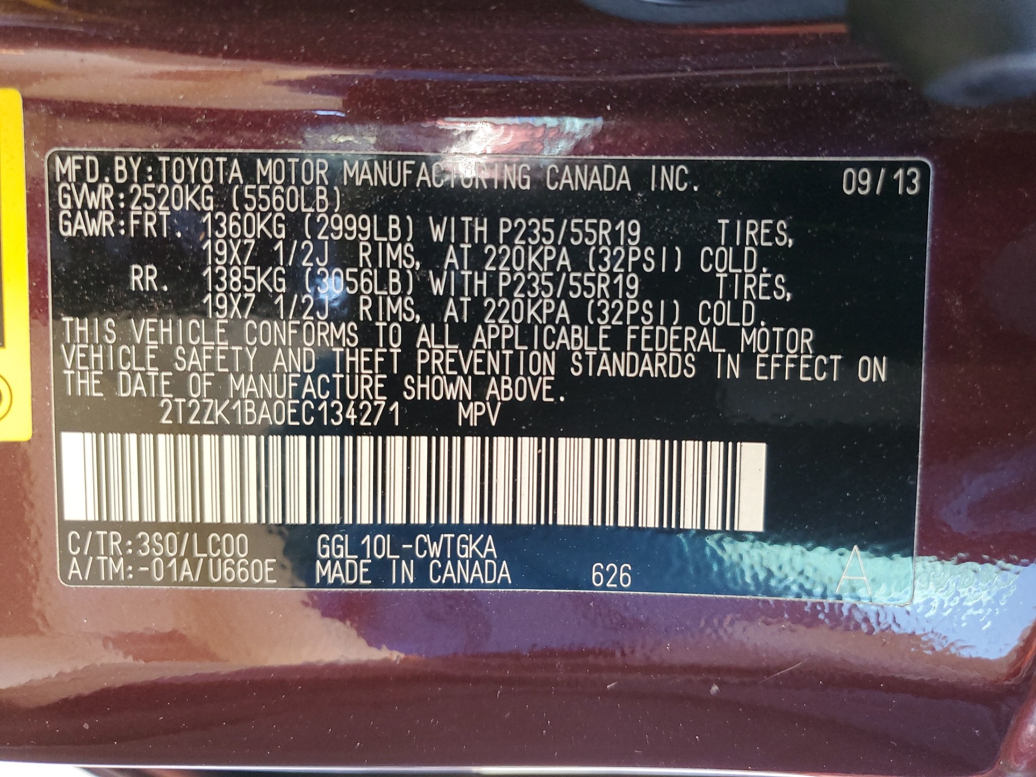 2T2ZK1BA0EC134271 2014 Lexus Rx 350