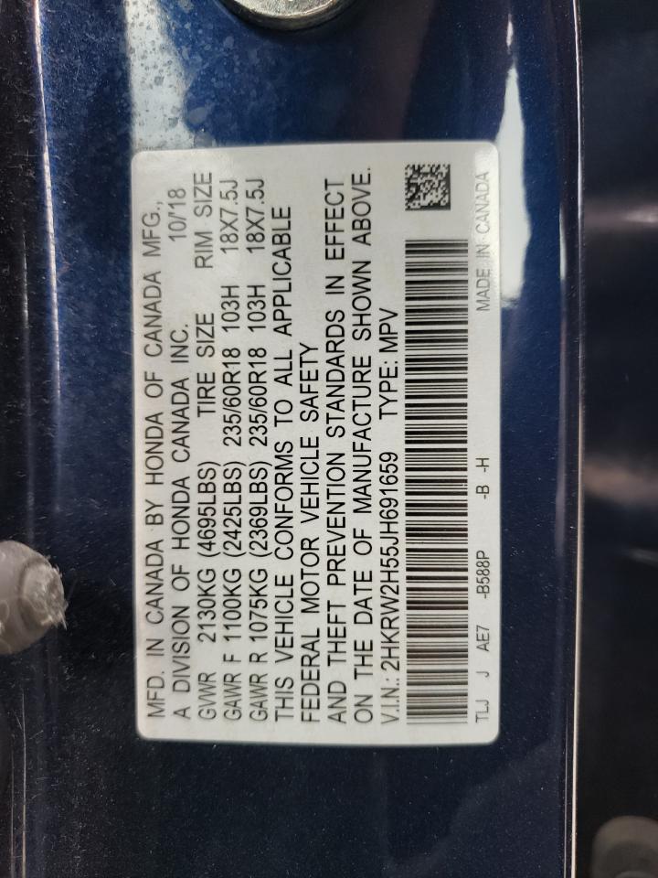 2018 Honda Cr-V Ex VIN: 2HKRW2H55JH691659 Lot: 62774444