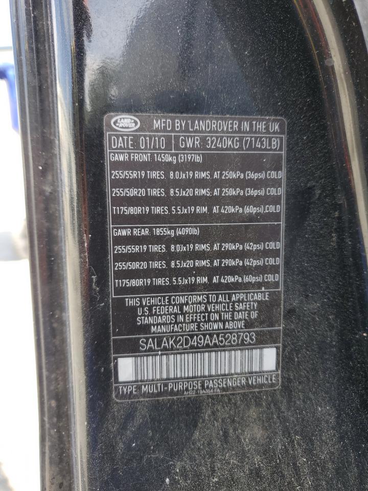 2010 Land Rover Lr4 Hse Luxury VIN: SALAK2D49AA528793 Lot: 62445844