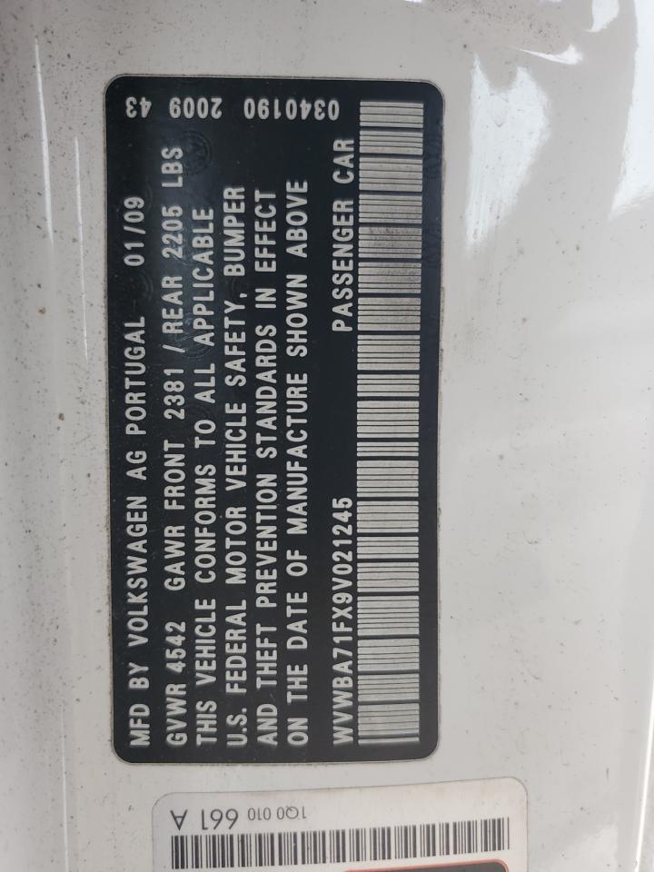 2009 Volkswagen Eos Turbo VIN: WVWBA71FX9V021245 Lot: 63655454