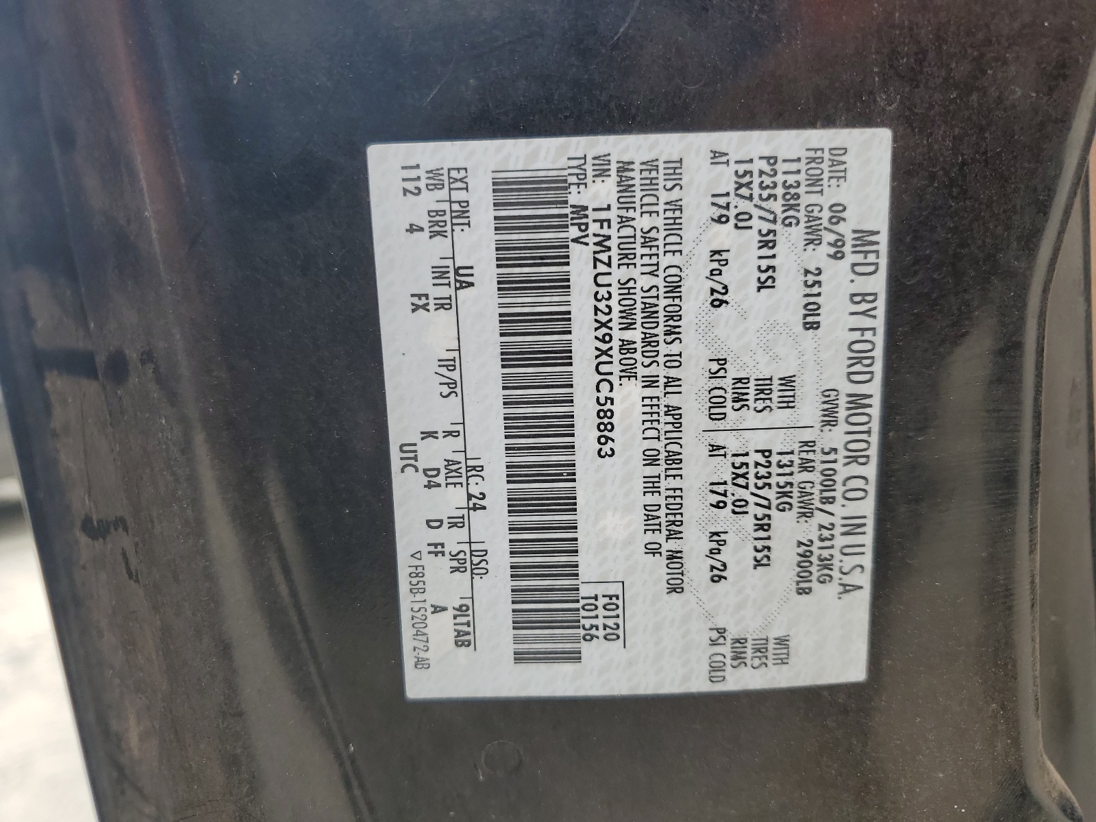 1FMZU32X9XUC58863 1999 Ford Explorer