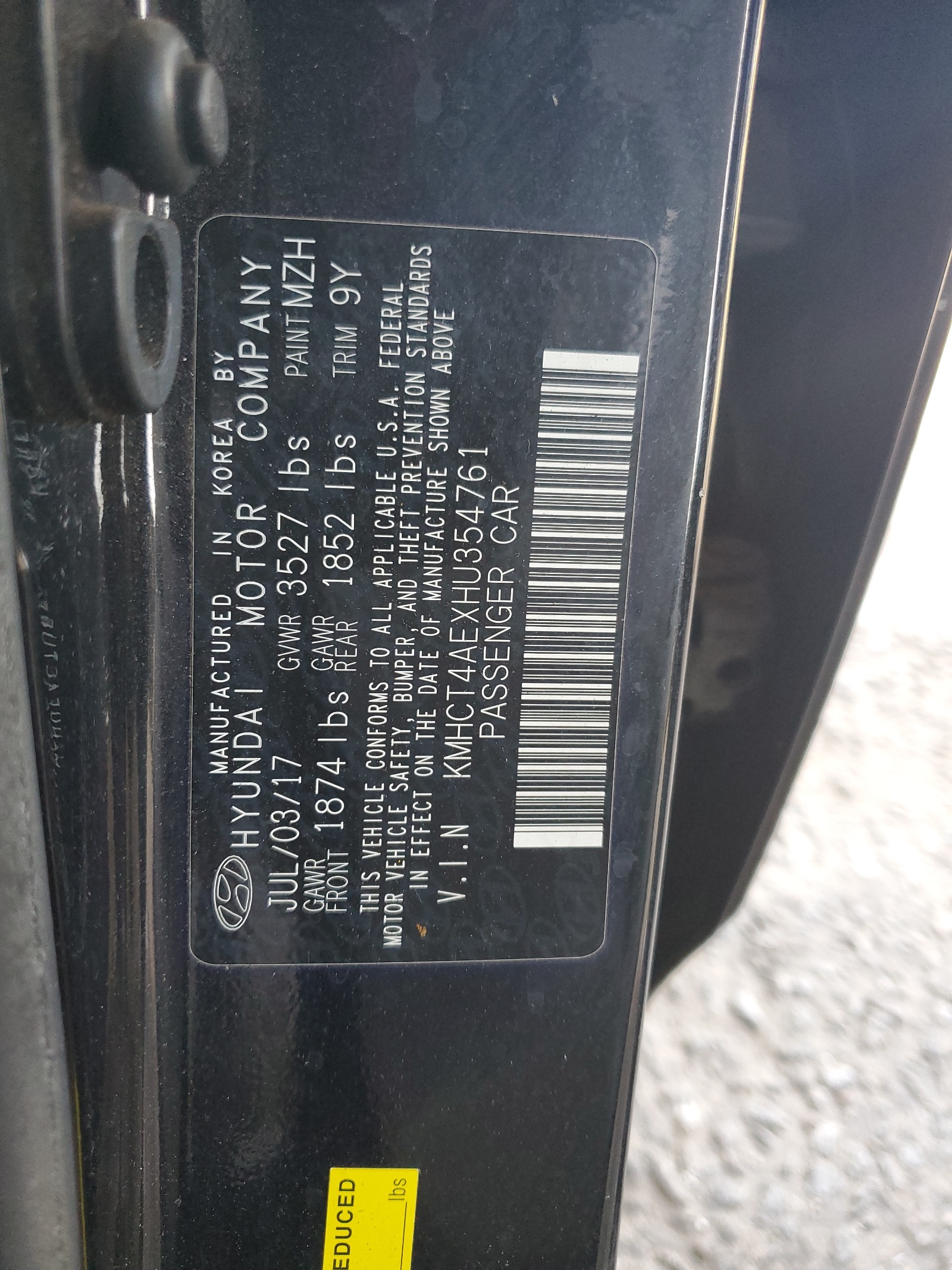 KMHCT4AEXHU354761 2017 Hyundai Accent Se