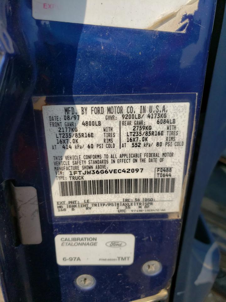 1997 Ford F350 VIN: 1FTJW36G6VEC42097 Lot: 64091844