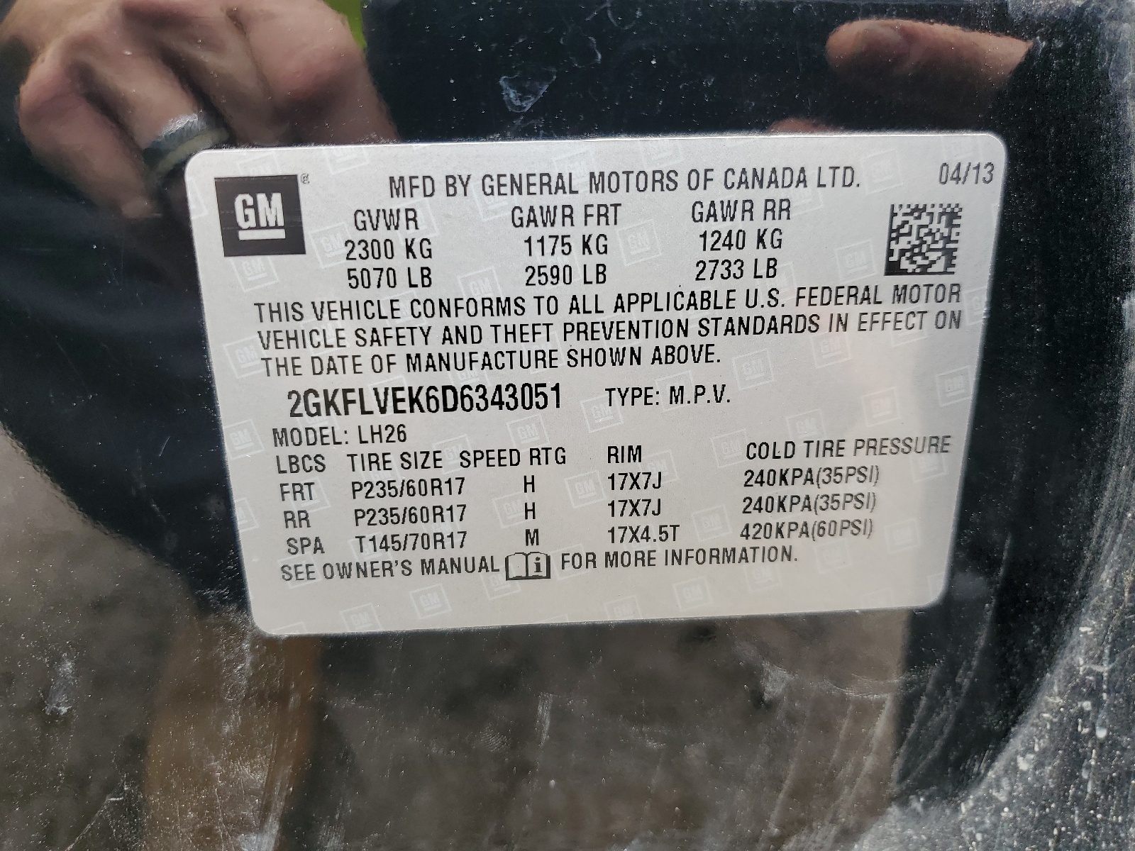 2GKFLVEK6D6343051 2013 GMC Terrain Slt