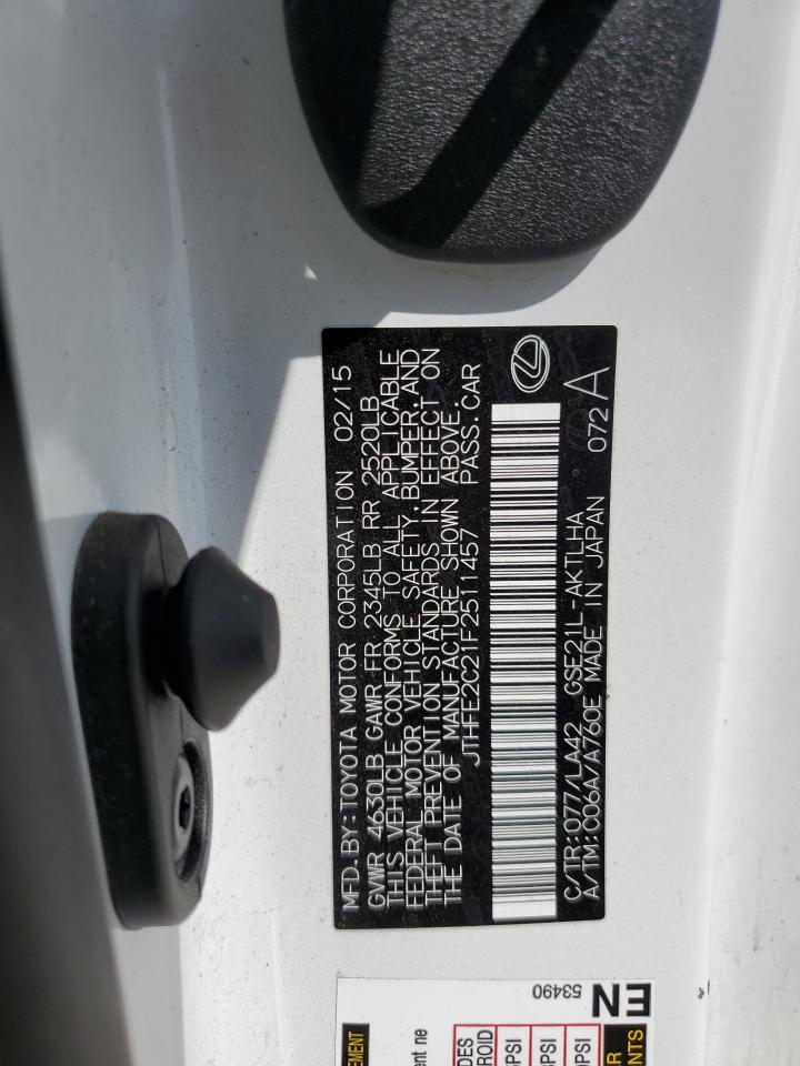 2015 Lexus Is 350 VIN: JTHFE2C21F2511457 Lot: 64558694