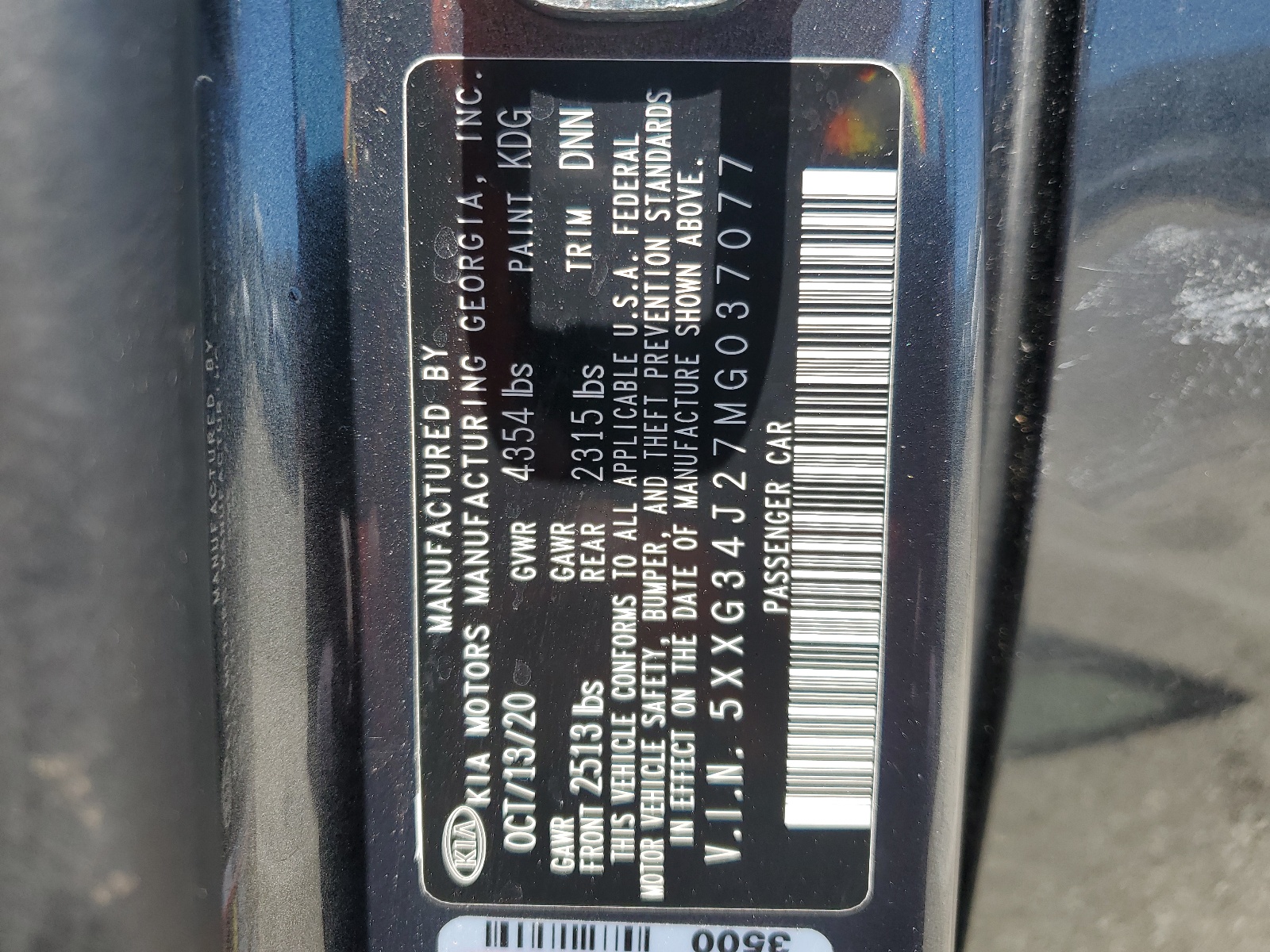 5XXG34J27MG037077 2021 Kia K5 Ex