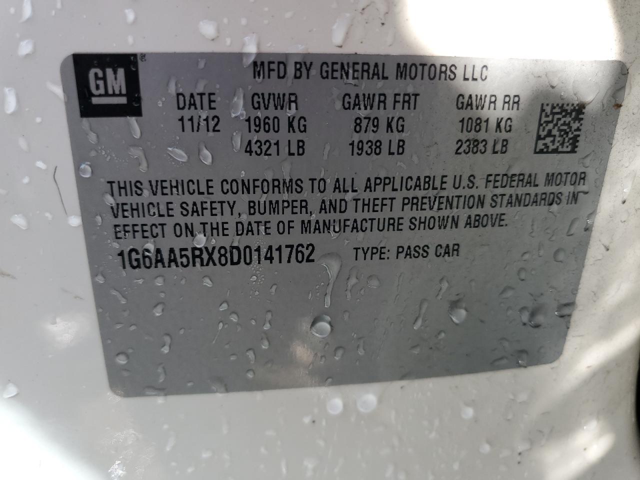 2013 Cadillac Ats VIN: 1G6AA5RX8D0141762 Lot: 64841584