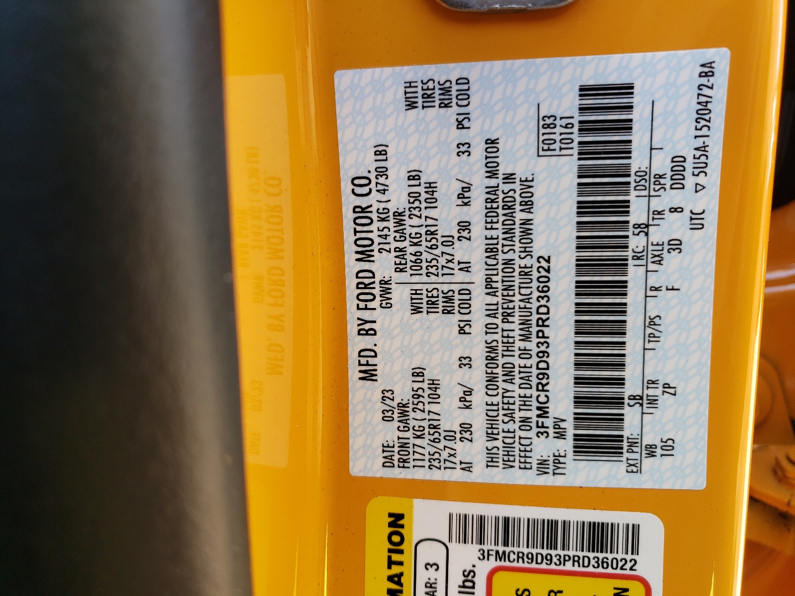 3FMCR9D93PRD36022 2023 Ford Bronco Sport Badlands