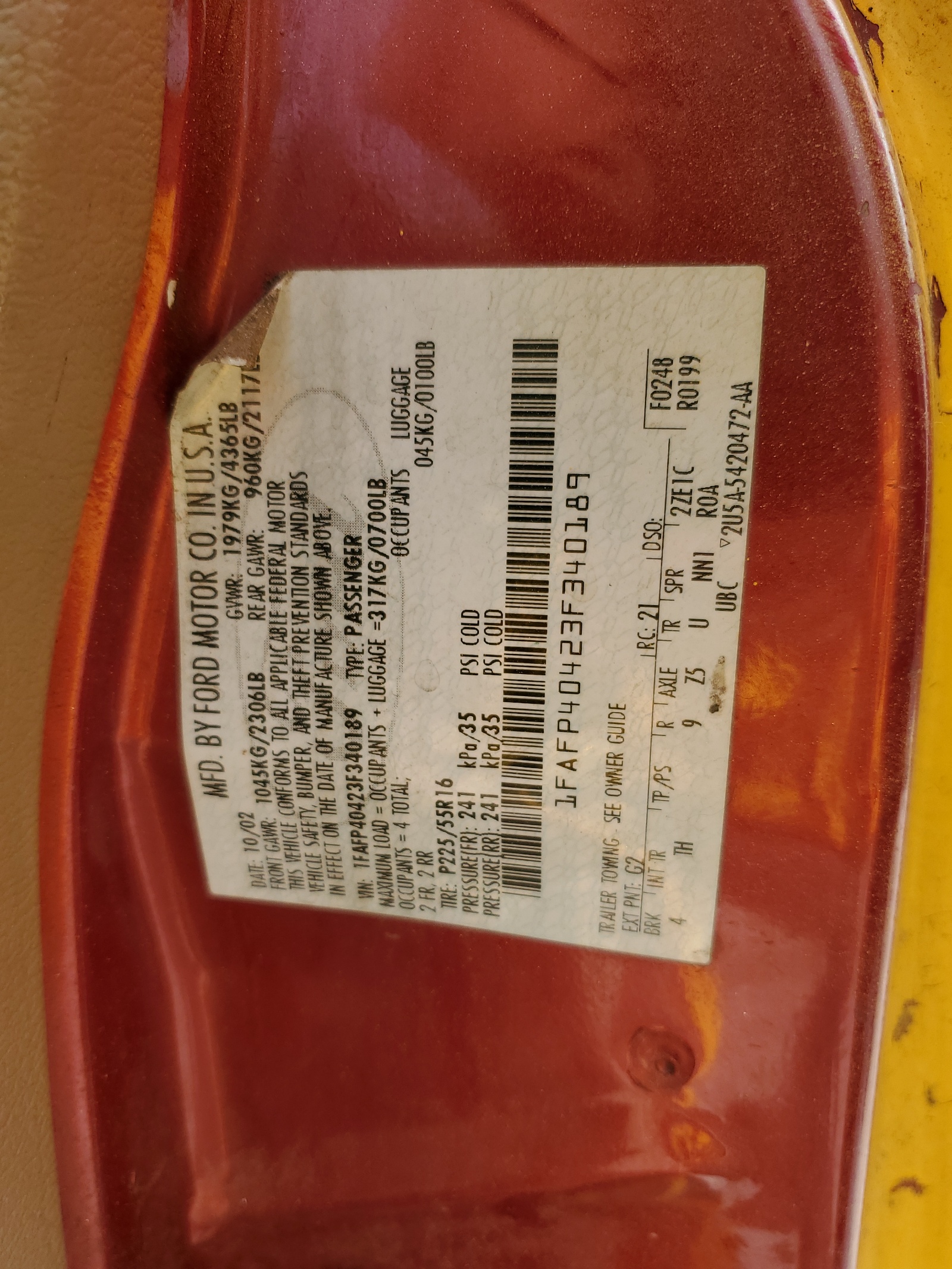 1FAFP40423F340189 2003 Ford Mustang