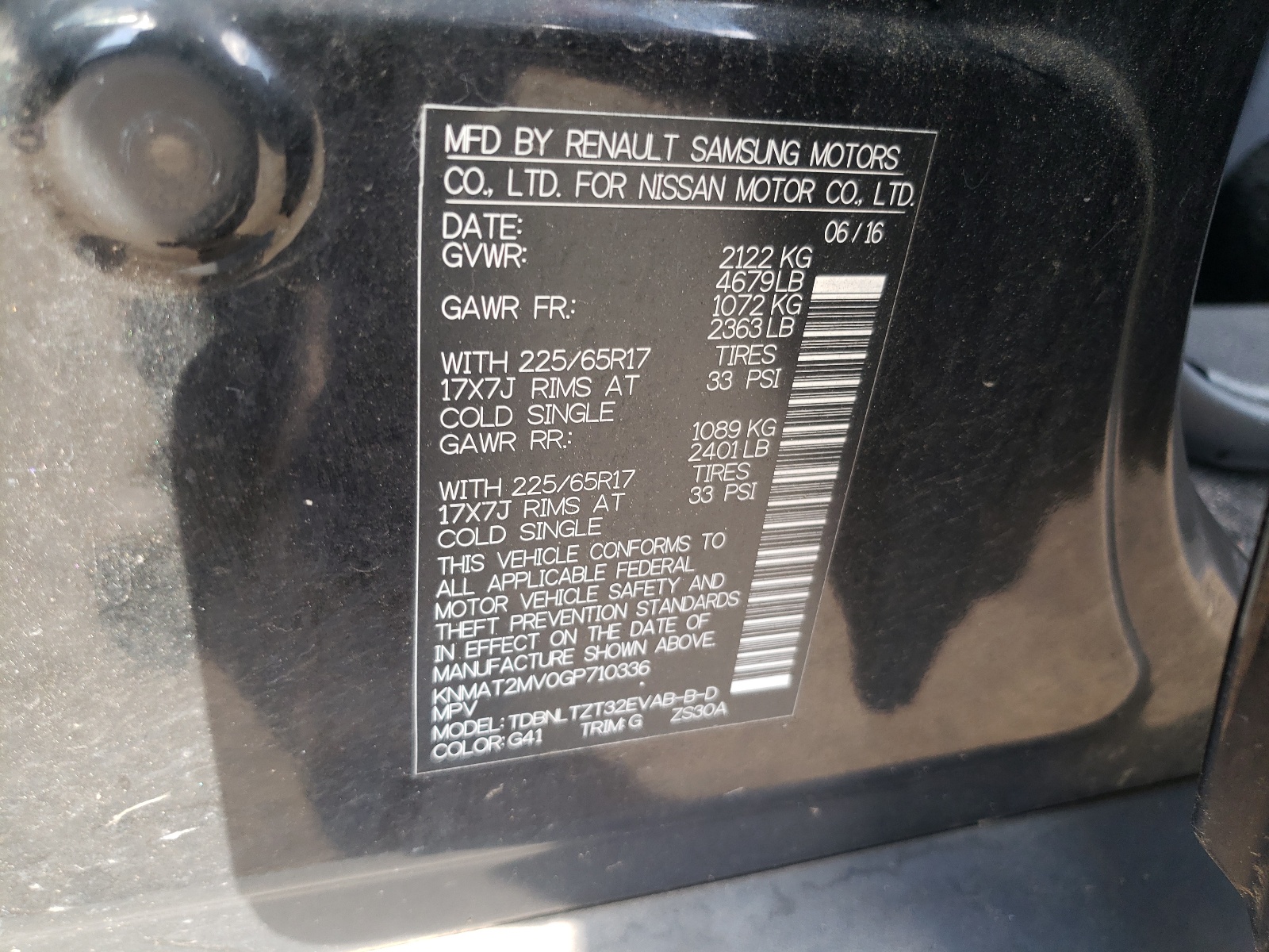 KNMAT2MV0GP710336 2016 Nissan Rogue S