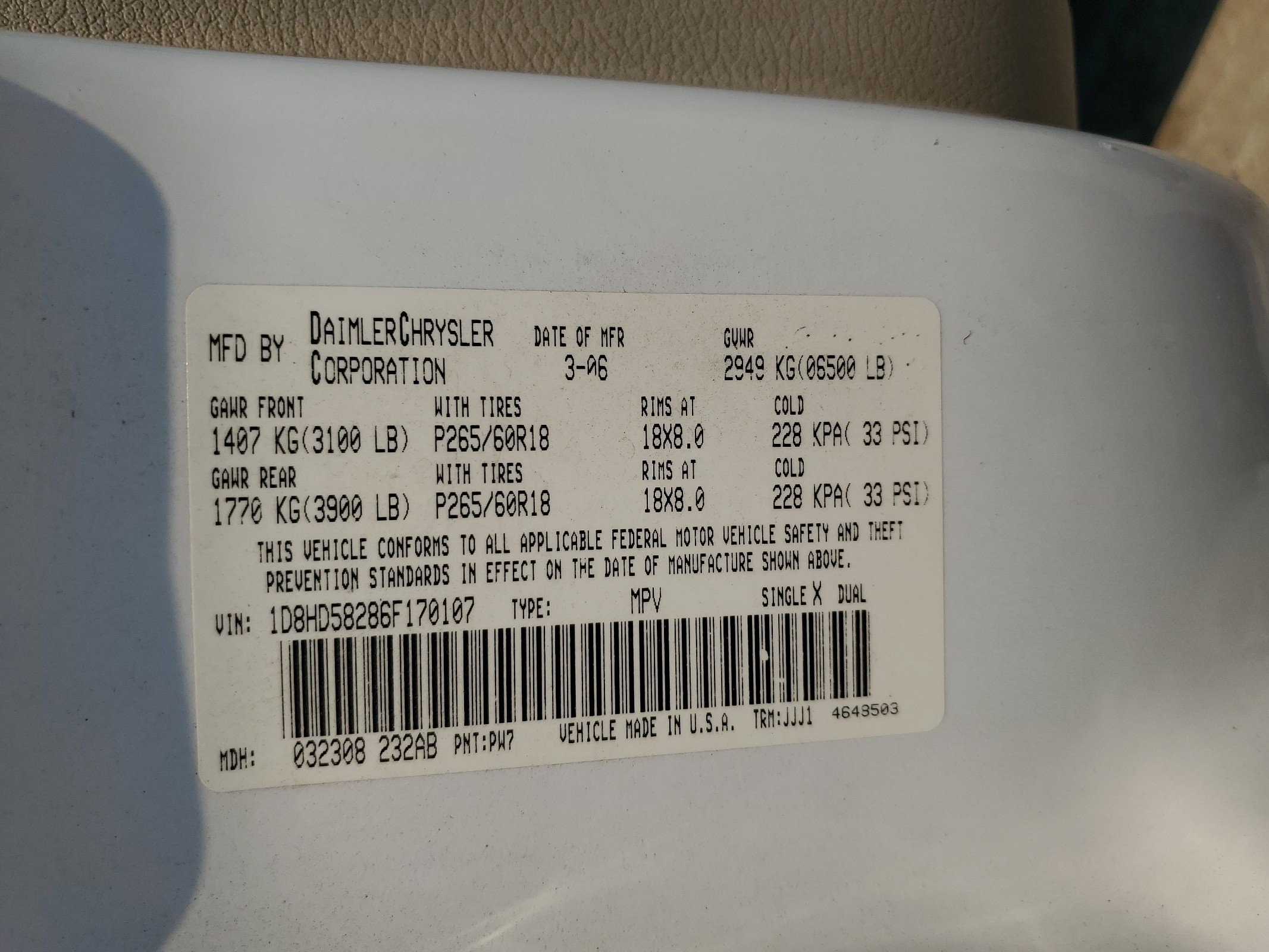 1D8HD58286F170107 2006 Dodge Durango Limited