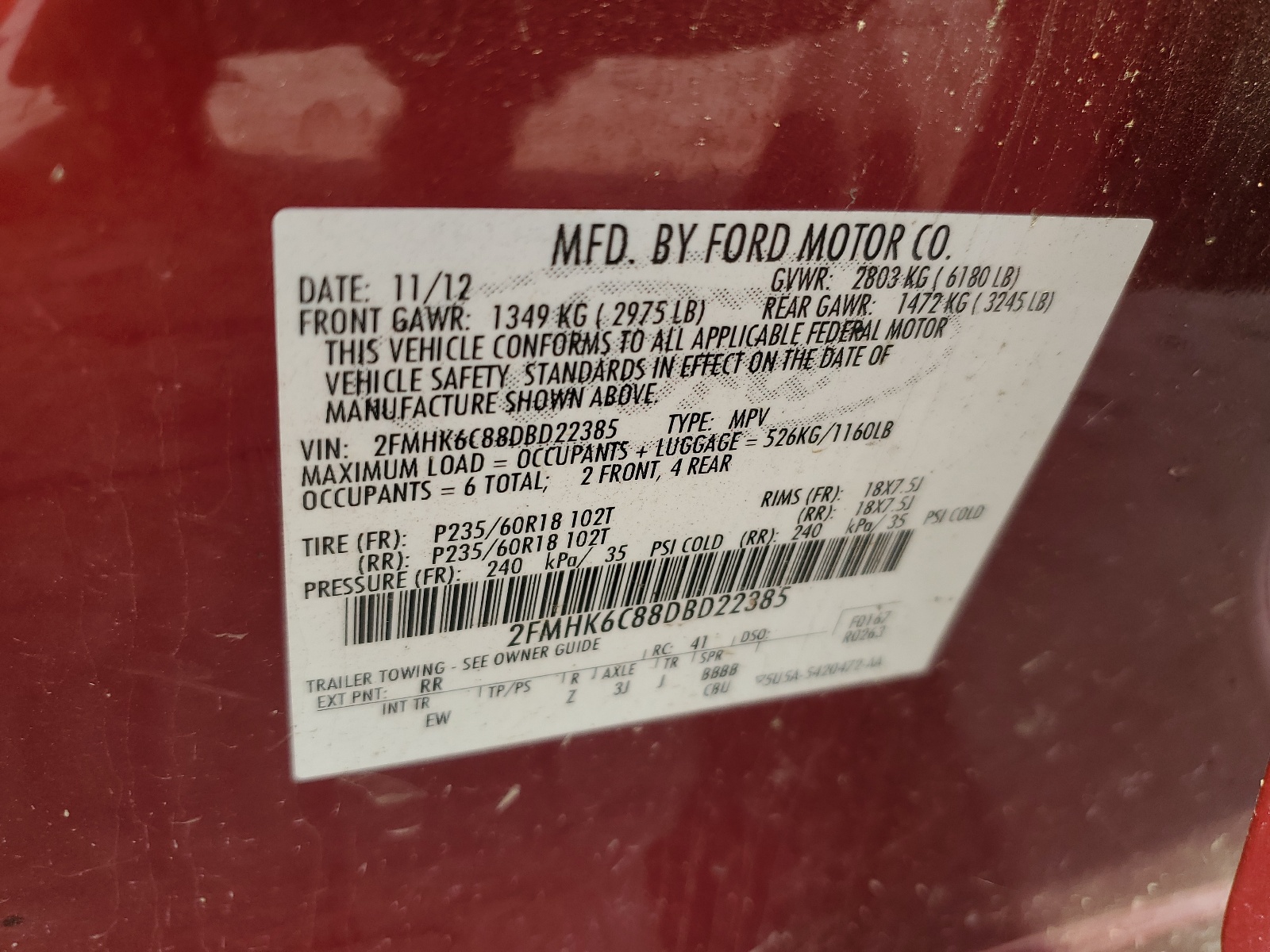 2FMHK6C88DBD22385 2013 Ford Flex Sel