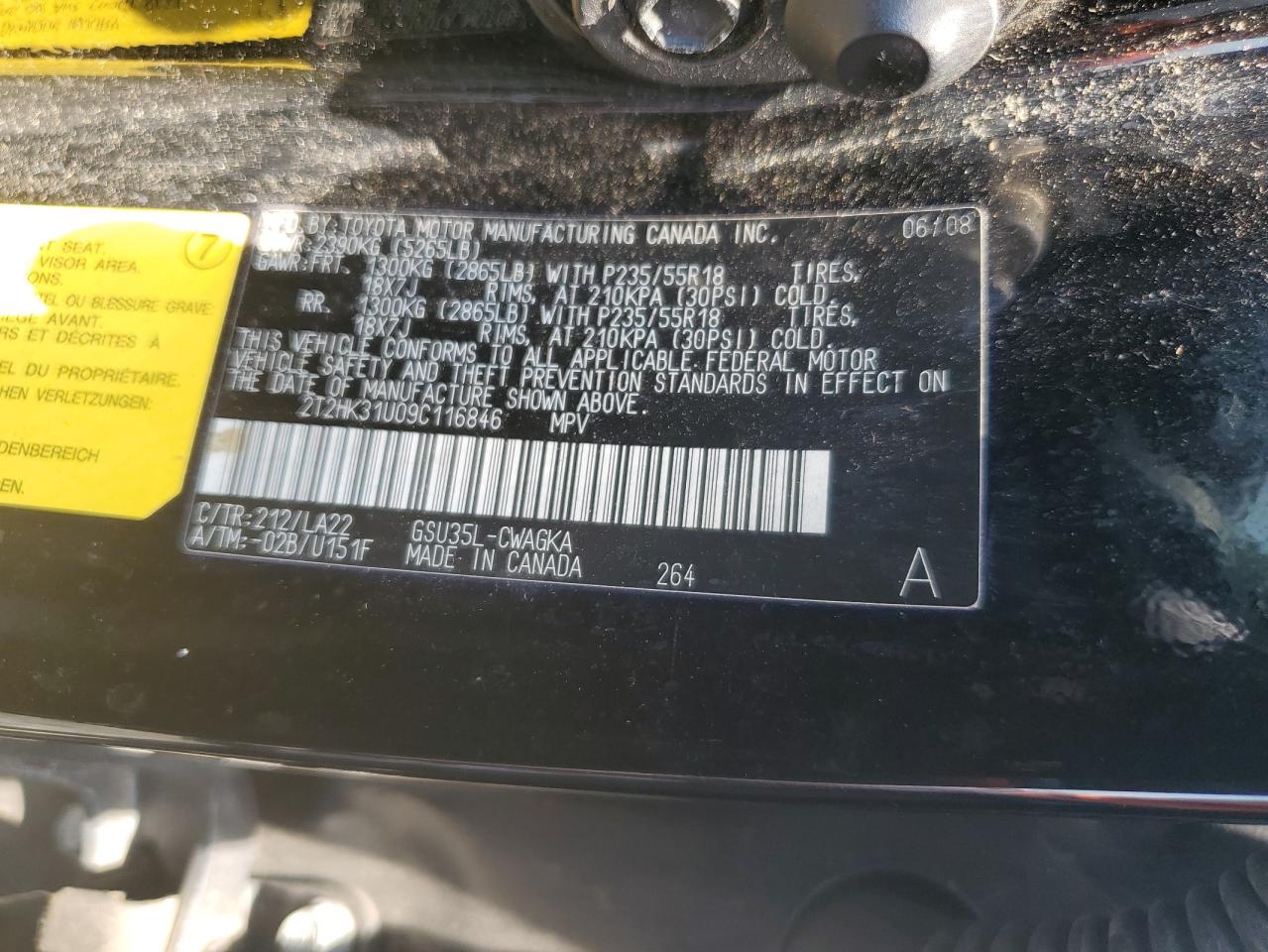 2009 Lexus Rx 350 VIN: 2T2HK31U09C116846 Lot: 63330114