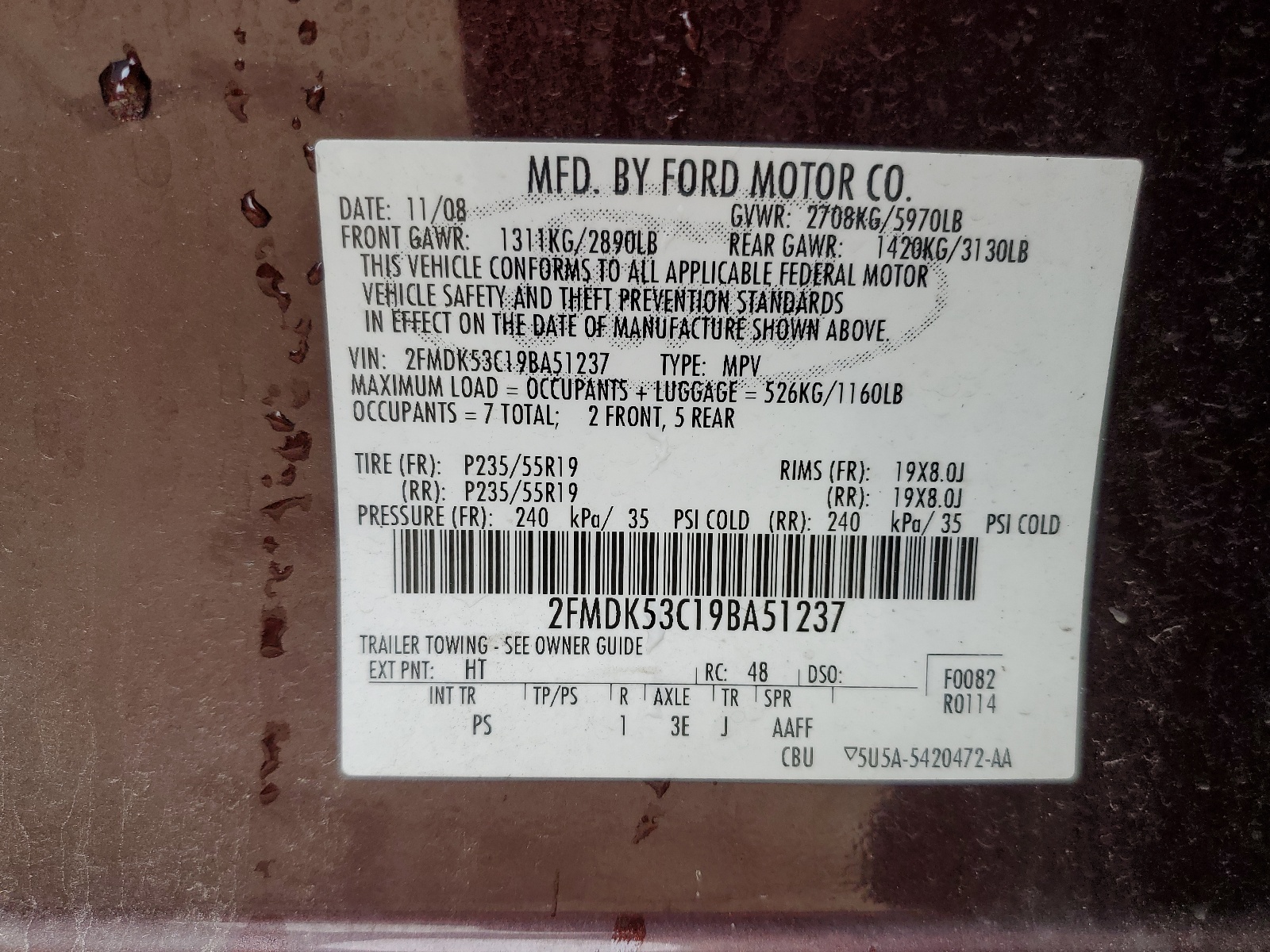 2FMDK53C19BA51237 2009 Ford Flex Limited