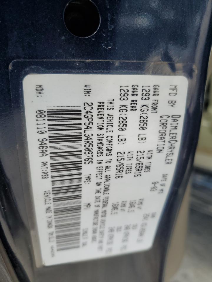 2004 Chrysler Town & Country Touring VIN: 2C4GP54L34R509765 Lot: 61800474