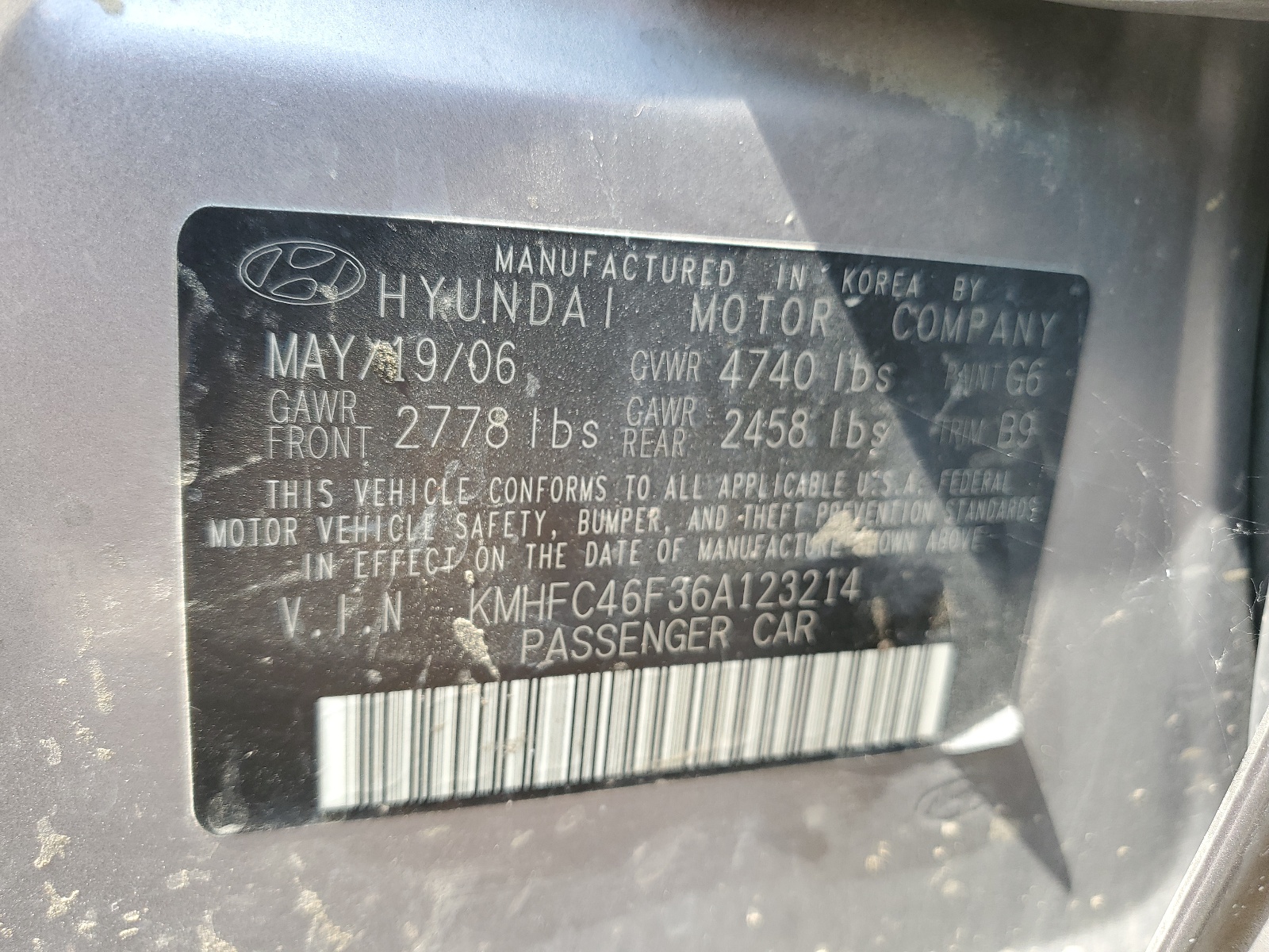 KMHFC46F36A123214 2006 Hyundai Azera Se