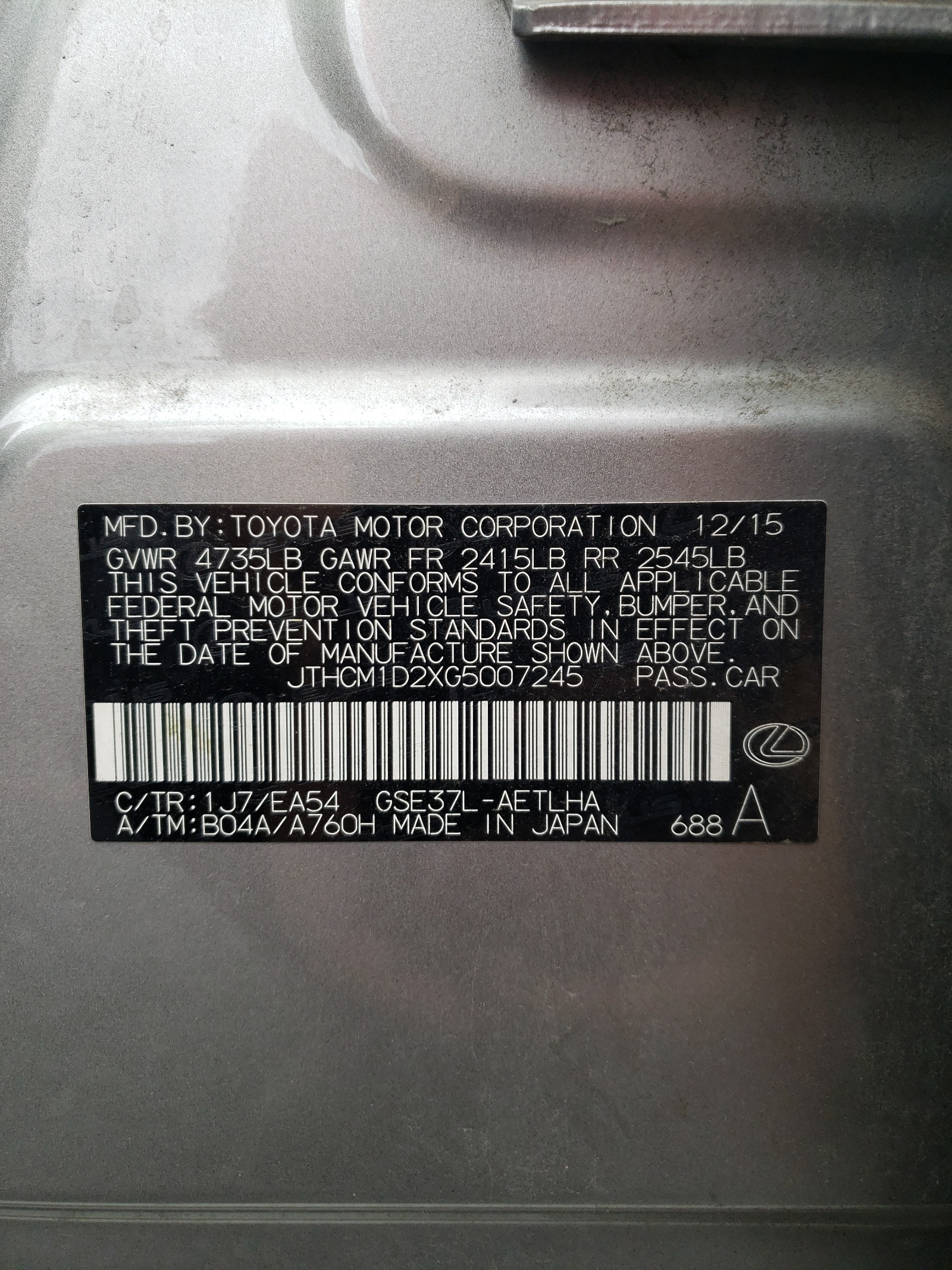 JTHCM1D2XG5007245 2016 Lexus Is 300