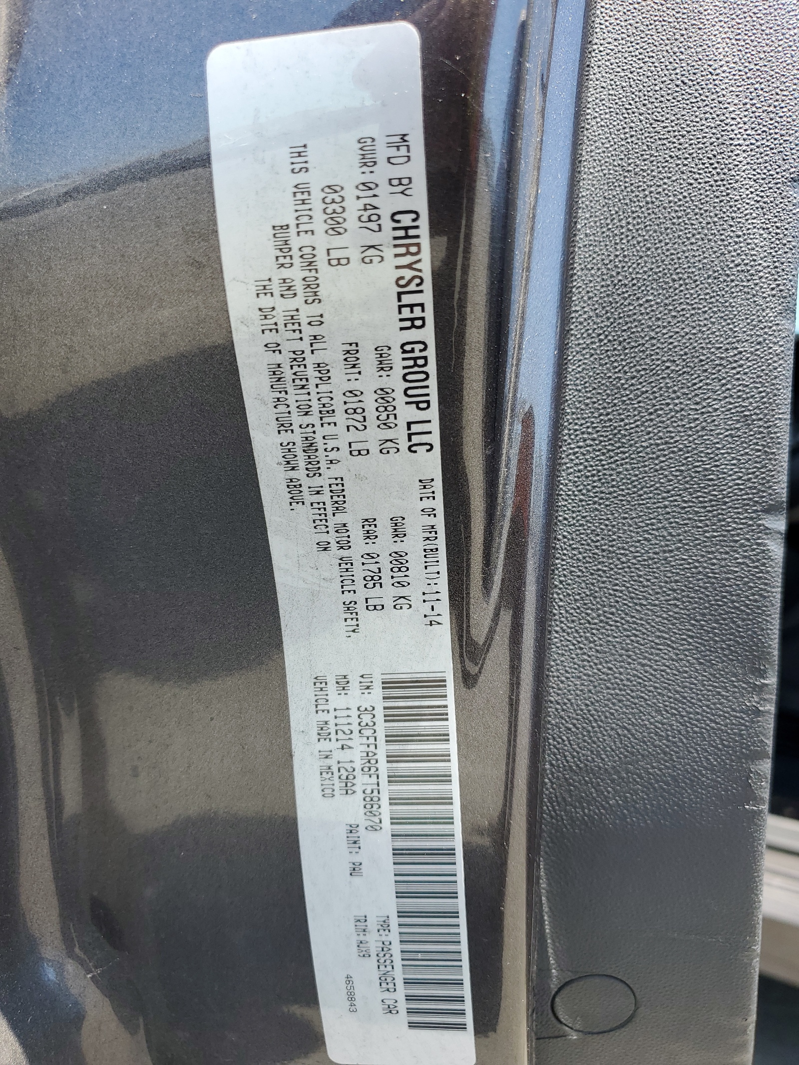 3C3CFFAR6FT586070 2015 Fiat 500 Pop