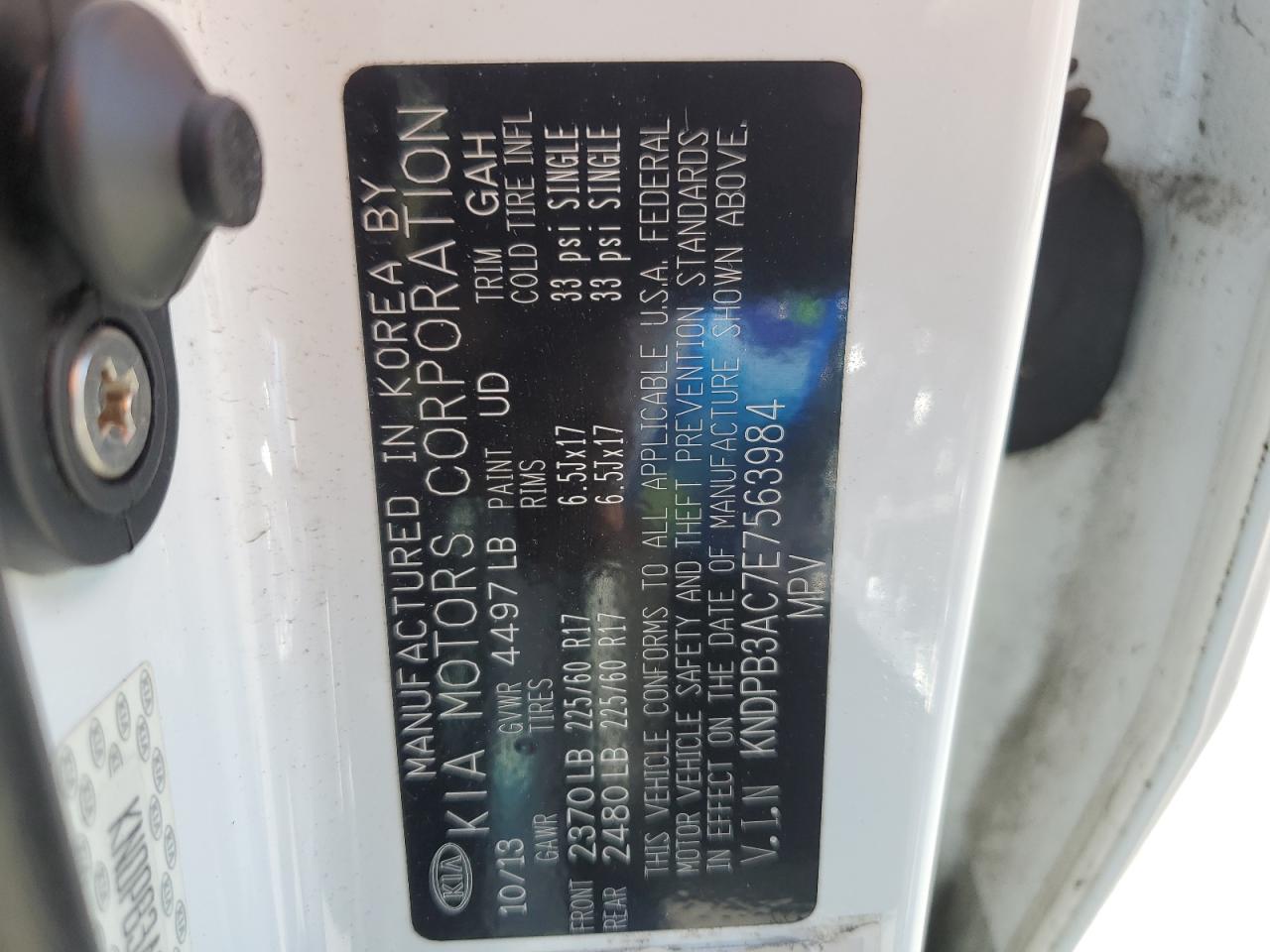 2014 Kia Sportage Base VIN: KNDPB3AC7E7563984 Lot: 65394264