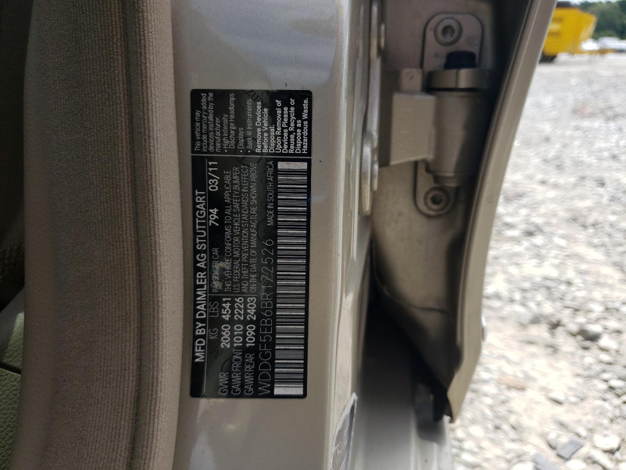 2011 Mercedes-Benz C 300 VIN: WDDGF5EB6BR172526 Lot: 61119774